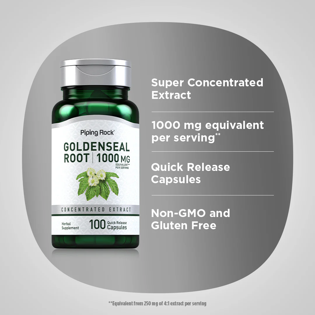 Goldenseal Root, 1000 mg (per serving), 100 Quick Release Capsules - Image 4