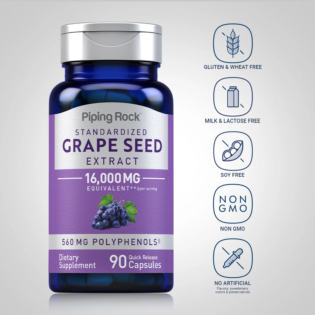 Grape Seed Extract, 16,000 mg (per serving), 90 Quick Release Capsules, 2  Bottles - Image 5