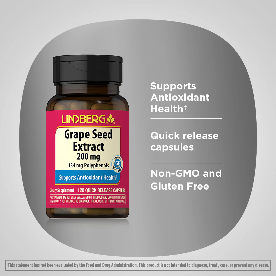 Grape Seed Extract, 200 mg, 120 Quick Release Capsules - Image 4
