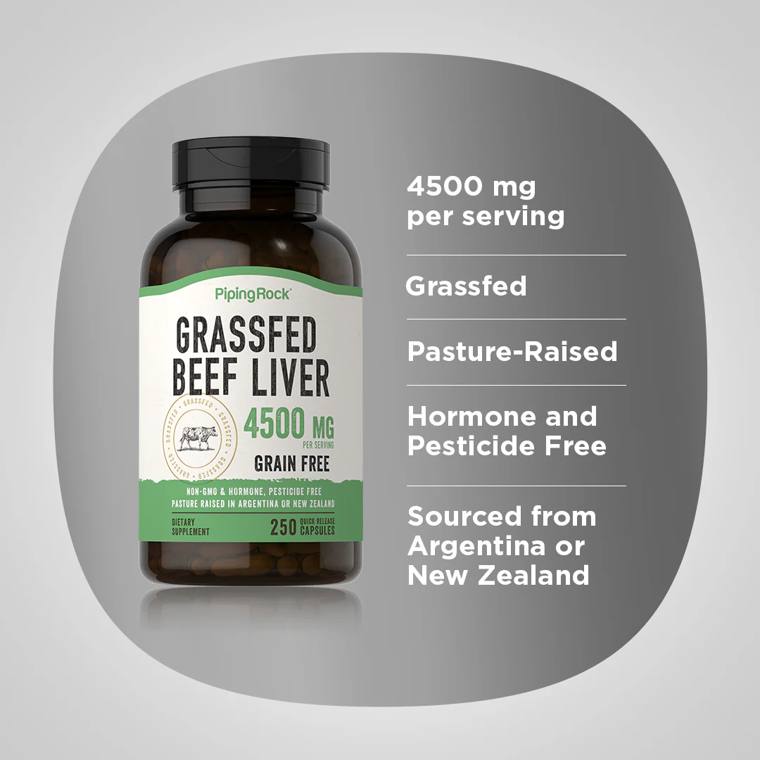 Grass Fed Beef Liver, 4500 mg (per serving), 250 Quick Release Capsules, 2  Bottles - Image 4