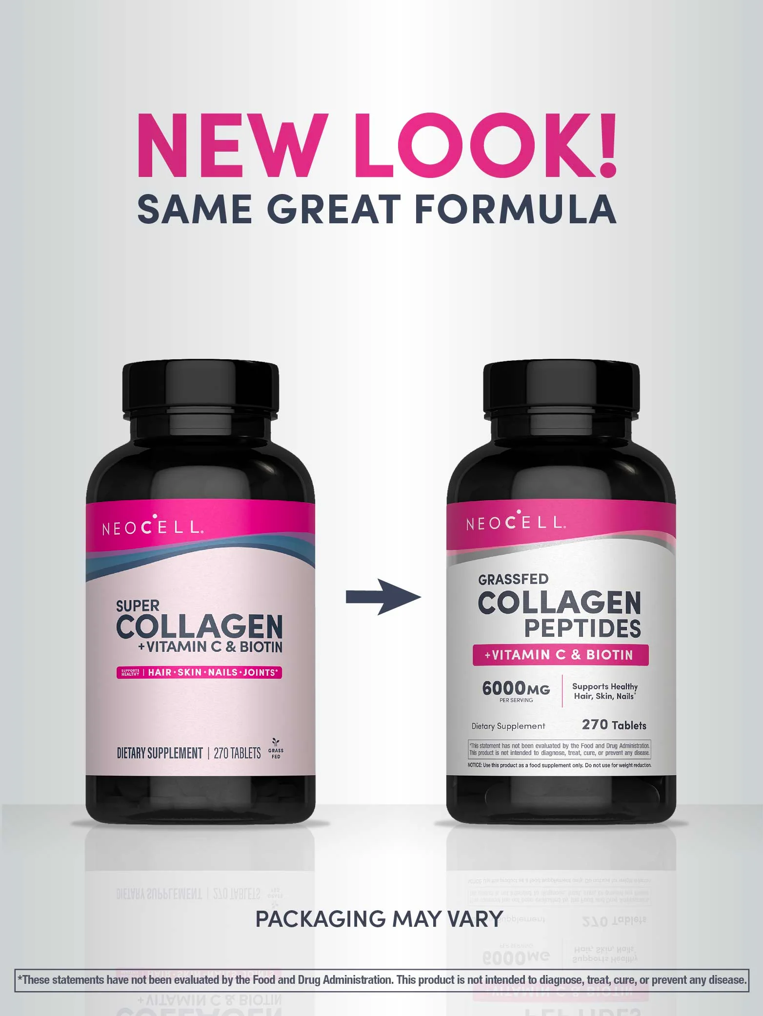 Grassfed Collagen Peptides  + C & Biotin, 6000 mg, 270 Caplets - Image 6