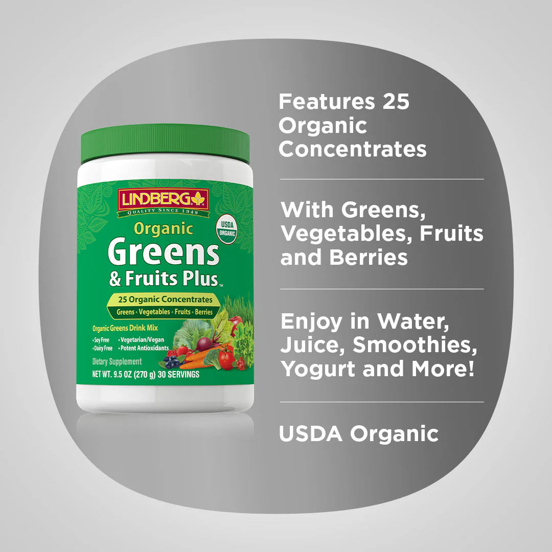 Greens & Fruits Plus Organic, 9.5 oz (270 g) Bottle - Image 3