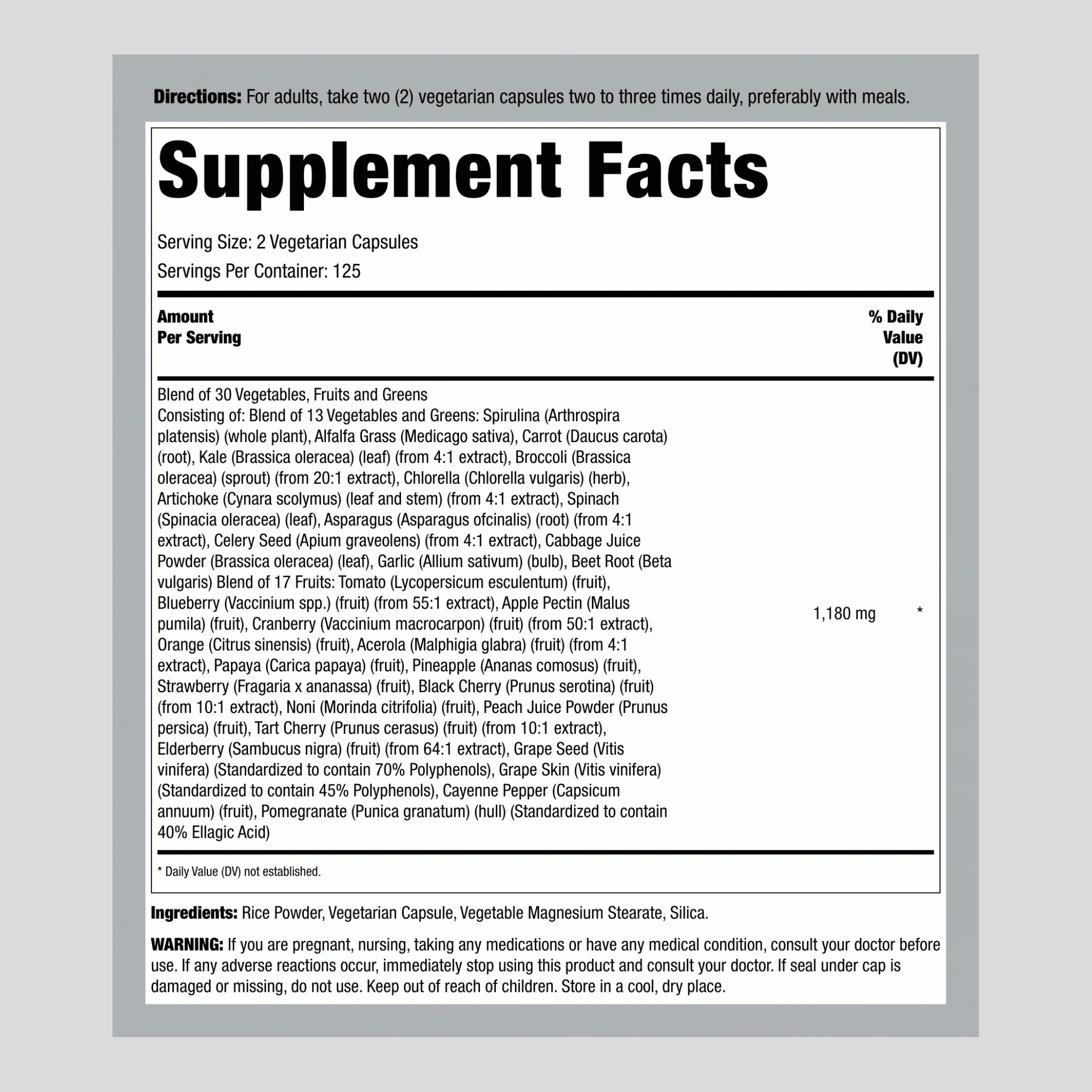 Greens & Fruits Plus Synergygreens ®, 250 Vegetarian Capsules - Image 2