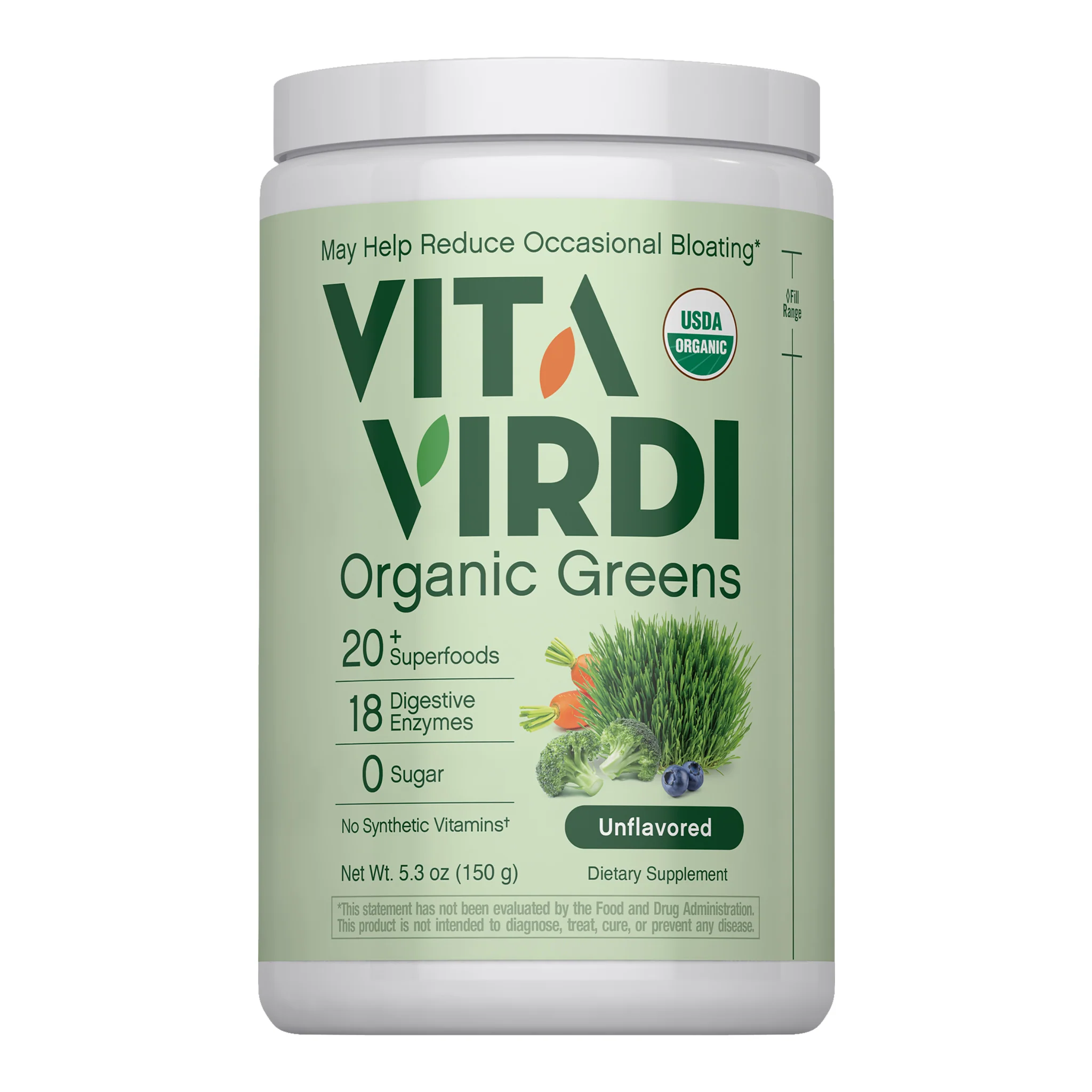 Greens Powder Unflavored (Organic), 5.3 oz (150 g) Bottle - Image 3