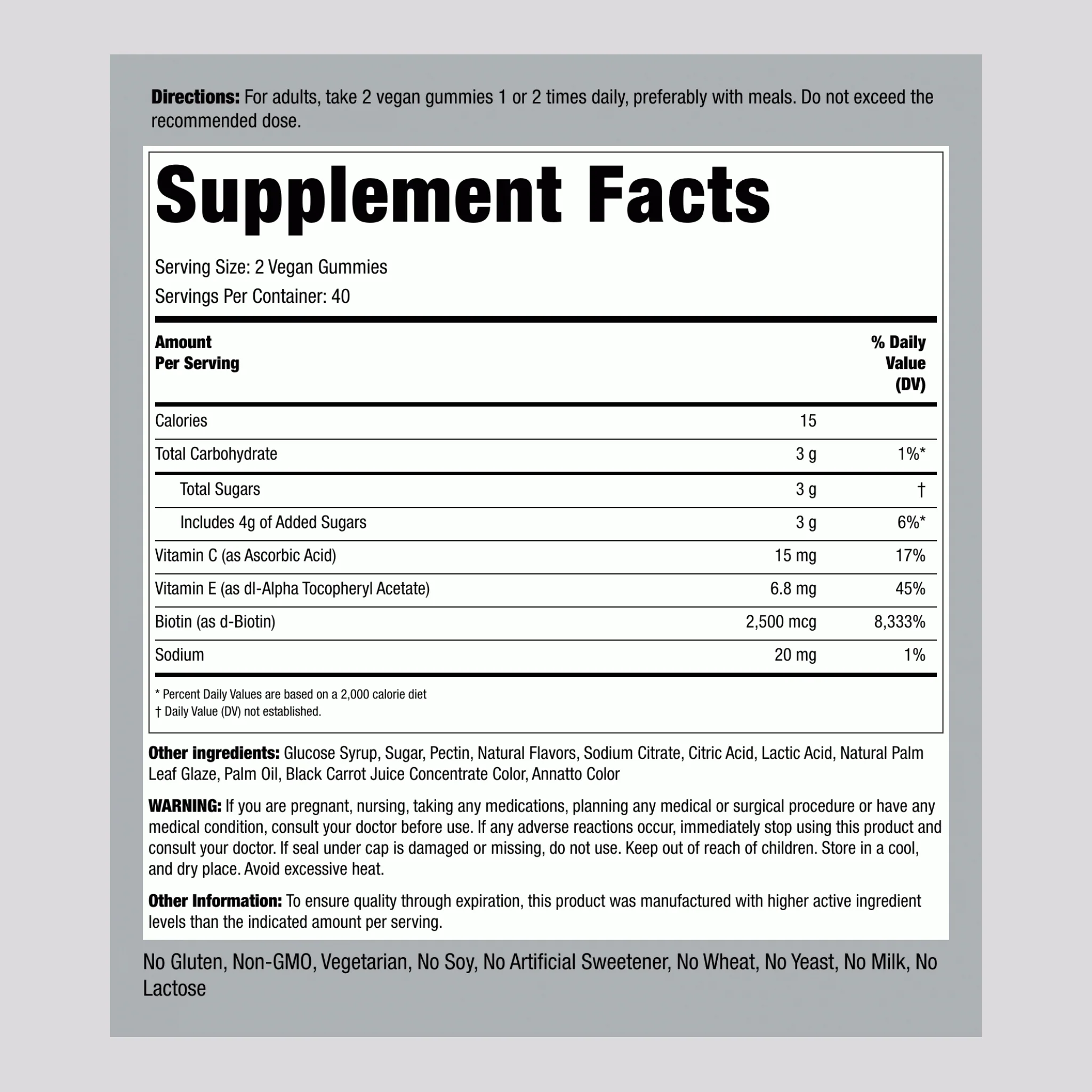 Hair, Skin & Nails (Delicious Fruit), 80 Vegan Gummies - Image 2