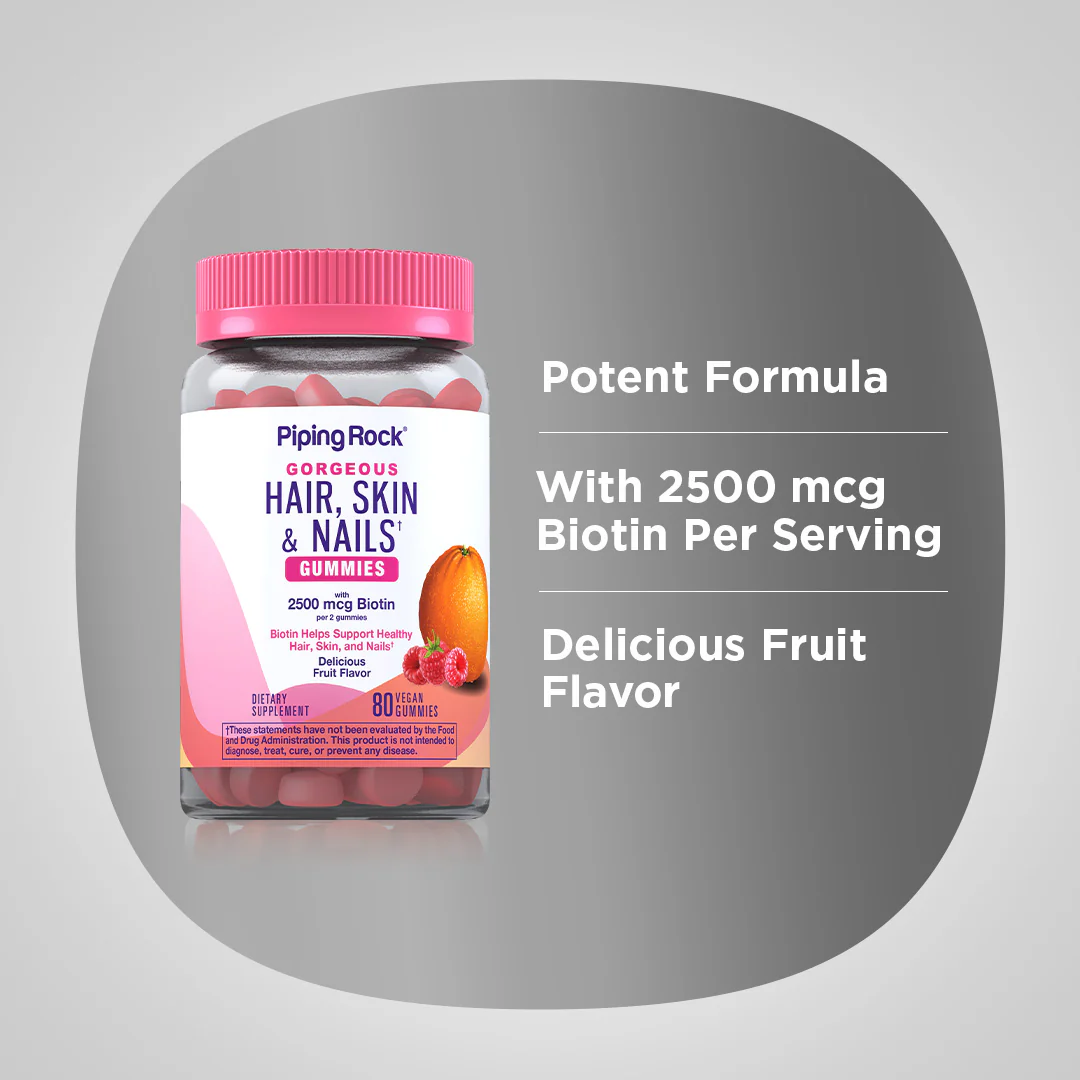 Hair, Skin & Nails (Delicious Fruit), 80 Vegan Gummies - Image 4