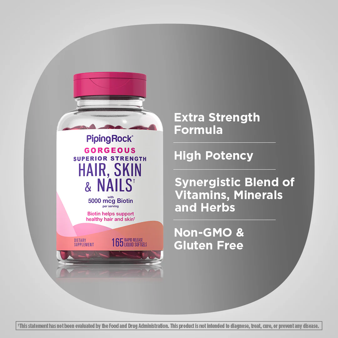 Hair, Skin & Nails infused with Moroccan Argan Oil, 165 Rapid Release Liquid Softgels - Image 3