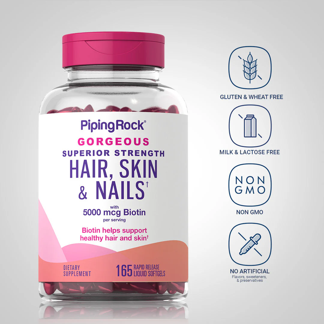 Hair, Skin & Nails infused with Moroccan Argan Oil, 165 Rapid Release Liquid Softgels, 2  Bottles - Image 5