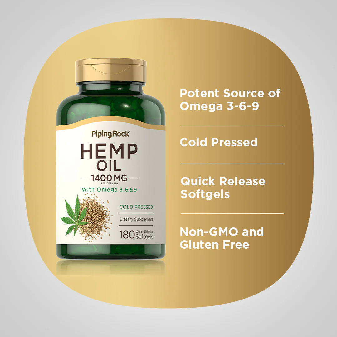 Hemp Seed Oil (Cold Pressed), 1400 mg (per serving), 180 Quick Release Softgels - Image 4