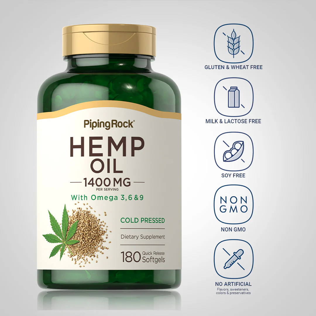 Hemp Seed Oil (Cold Pressed), 1400 mg (per serving), 180 Quick Release Softgels - Image 5
