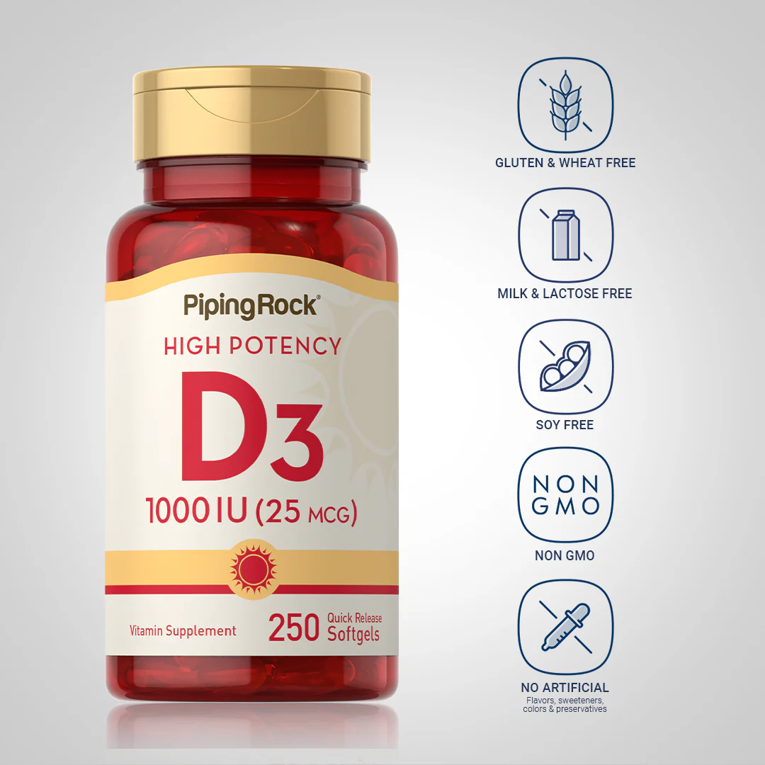High Potency Vitamin D3, 1000 IU, 250 Quick Release Softgels - Image 5