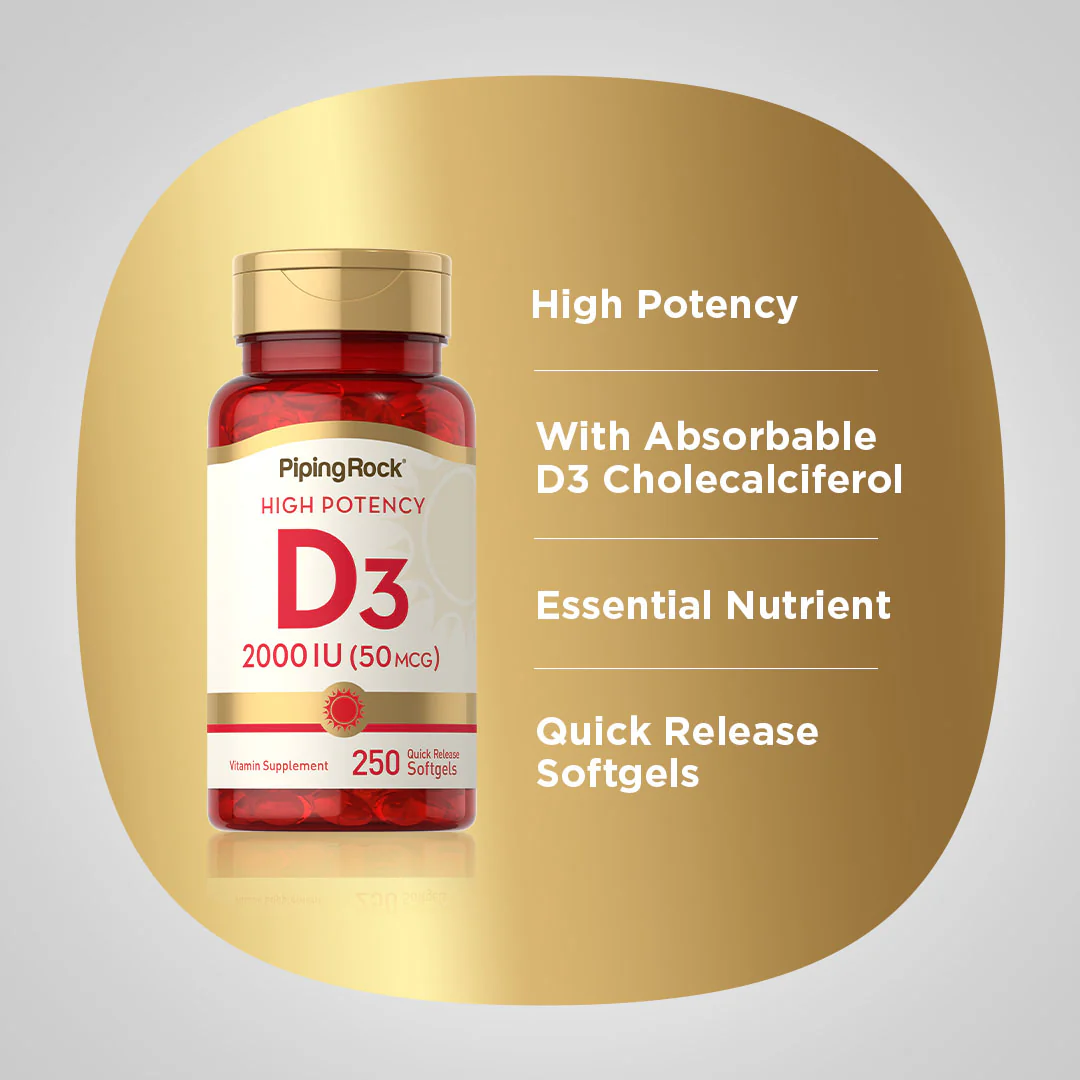 High Potency Vitamin D3, 2000 IU, 250 Quick Release Softgels - Image 4