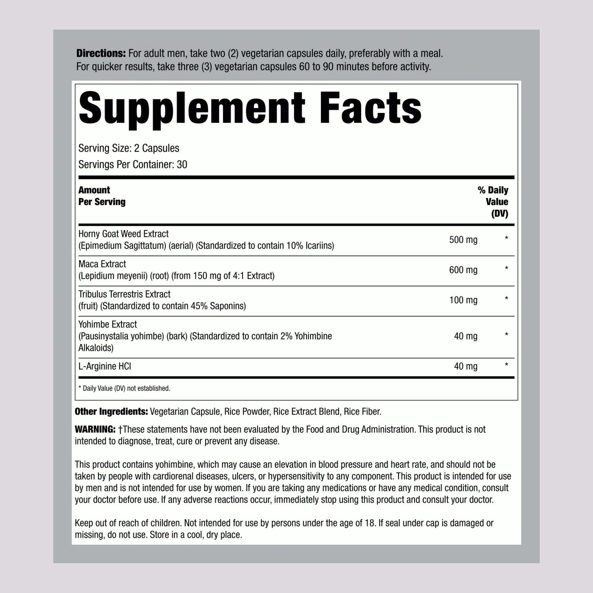 Horny Goat Weed Complex, 500 mg (per serving), 60 Capsules, 2  Bottles - Image 2