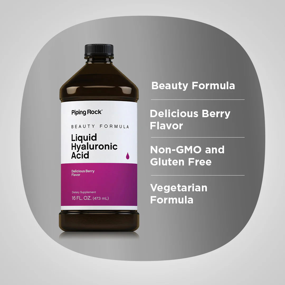 Hyaluronic Acid Liquid (Delicious Berry), 16 fl oz (473 mL) Bottle - Image 3