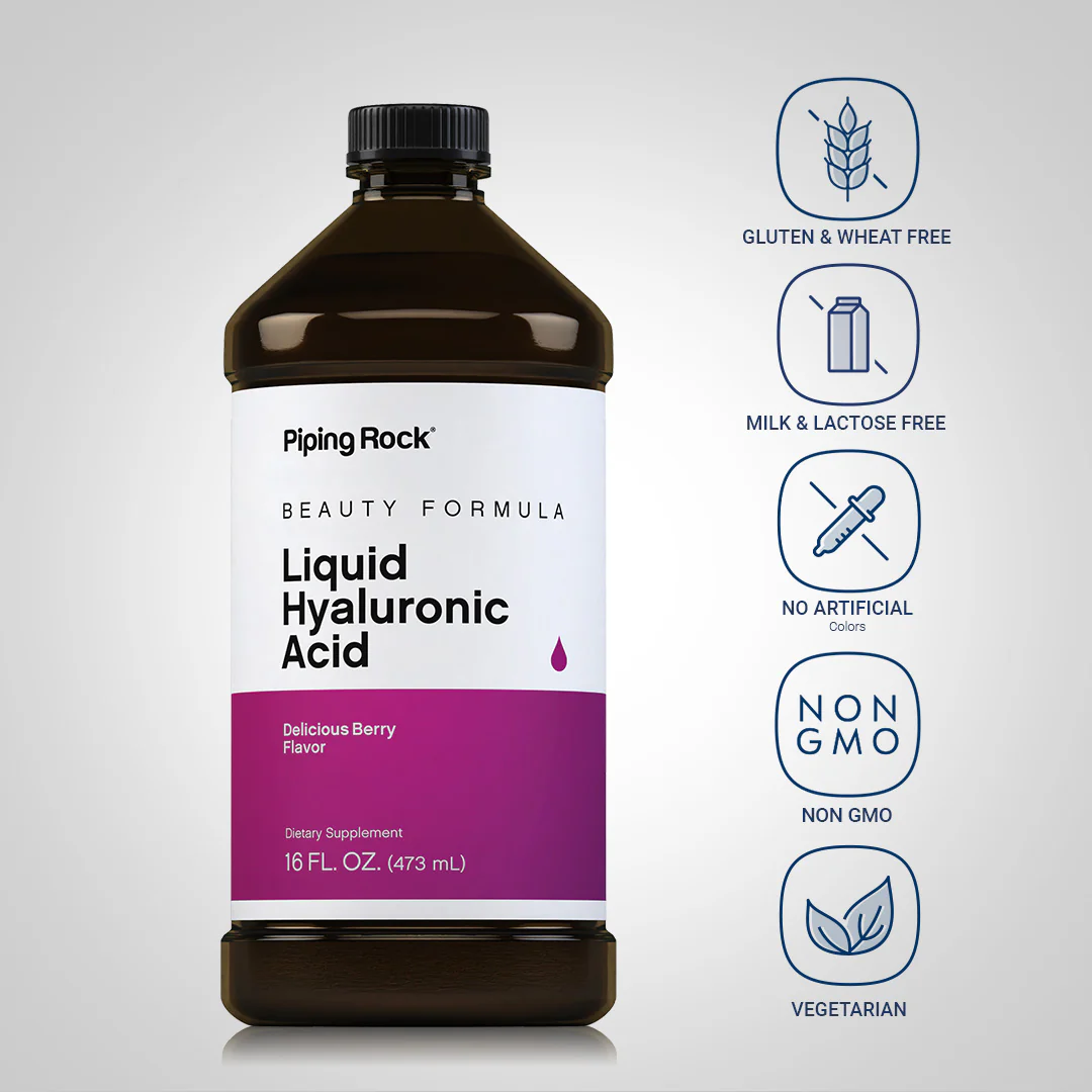 Hyaluronic Acid Liquid (Delicious Berry), 16 fl oz (473 mL) Bottle - Image 4