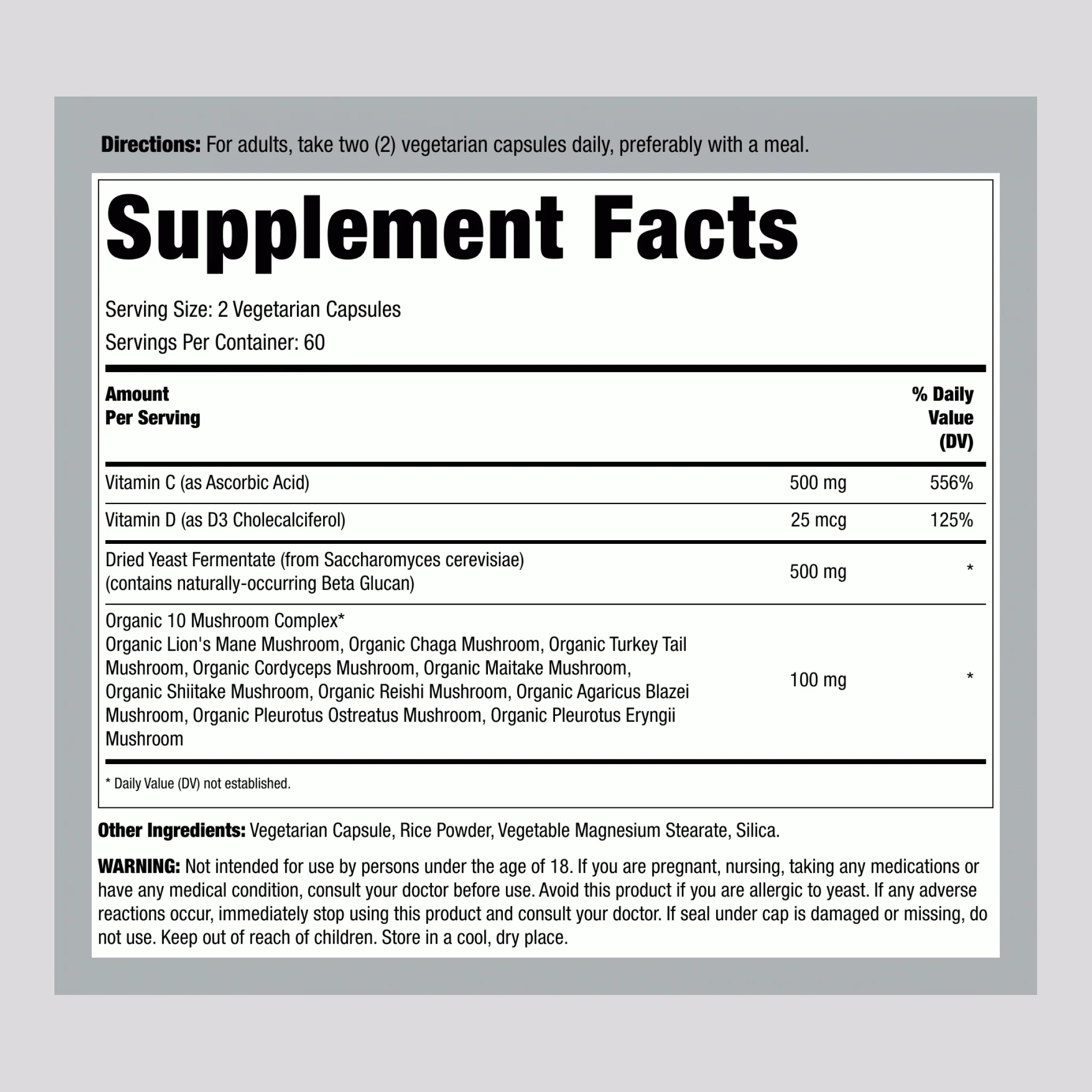 Immune Support with Beta Glucan, 120 Vegetarian Capsules, 2  Bottles - Image 2