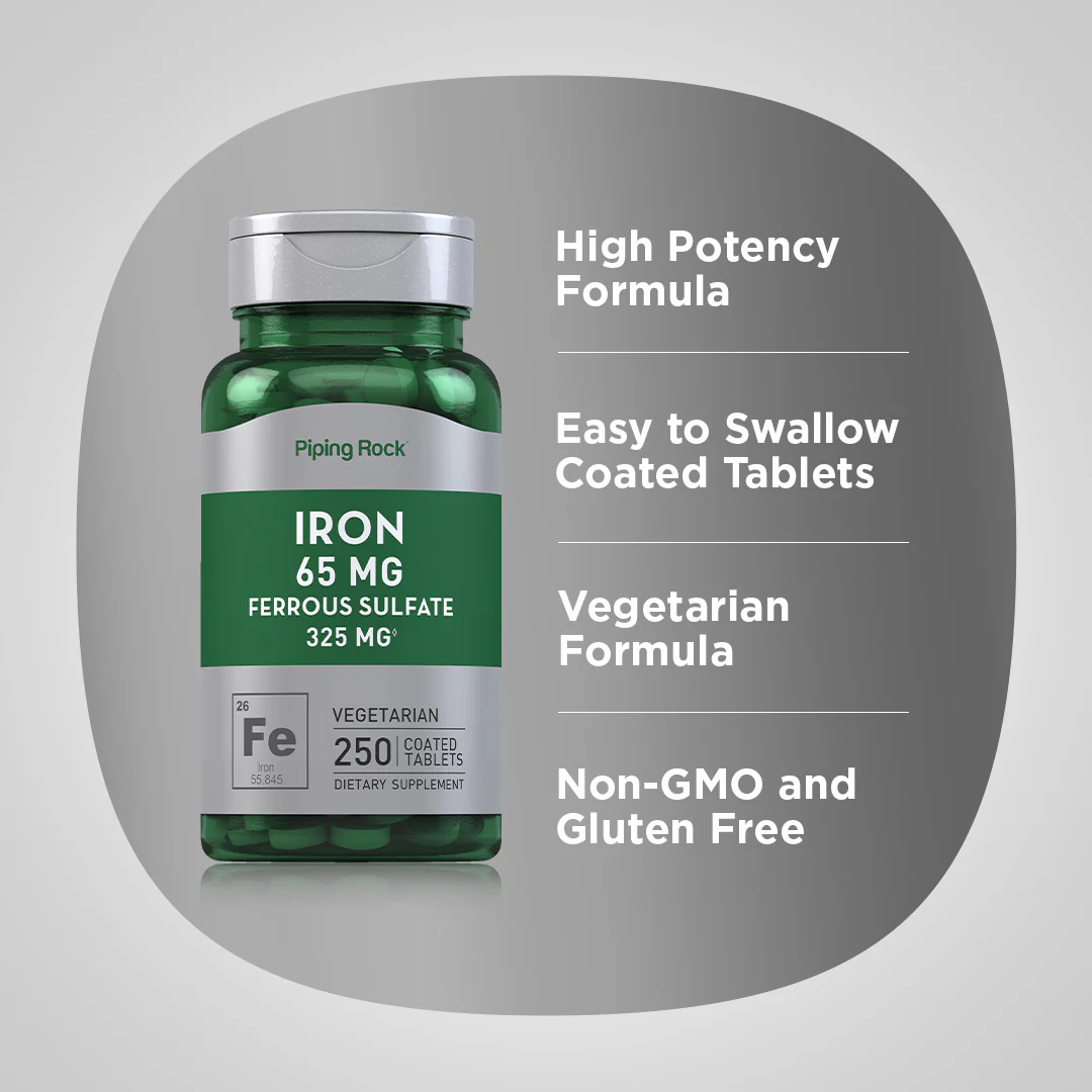 Iron Ferrous Sulfate, 65 mg, 250 Coated Tablets, 2  Bottles - Image 4