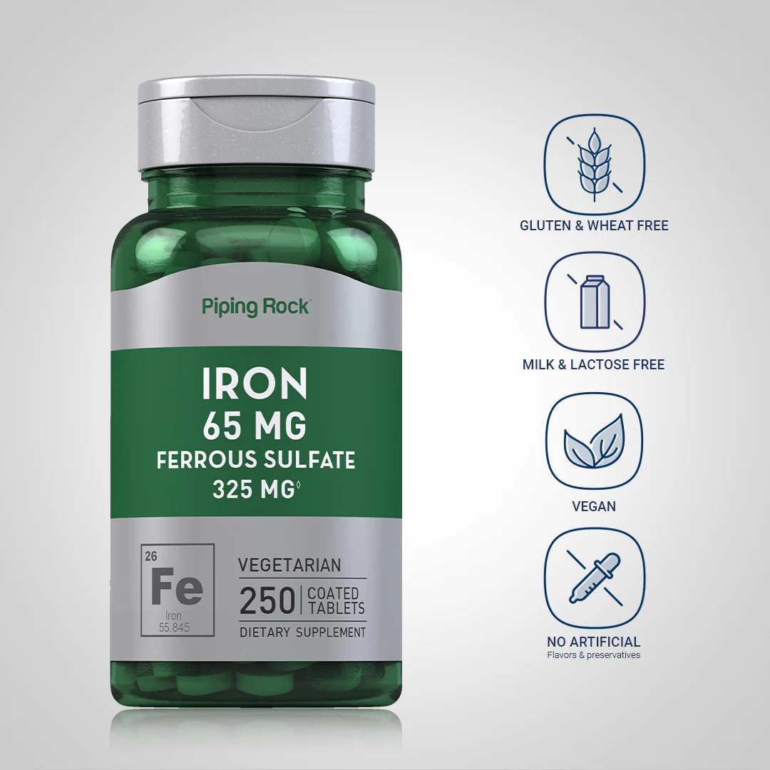 Iron Ferrous Sulfate, 65 mg, 250 Coated Tablets, 2  Bottles - Image 5