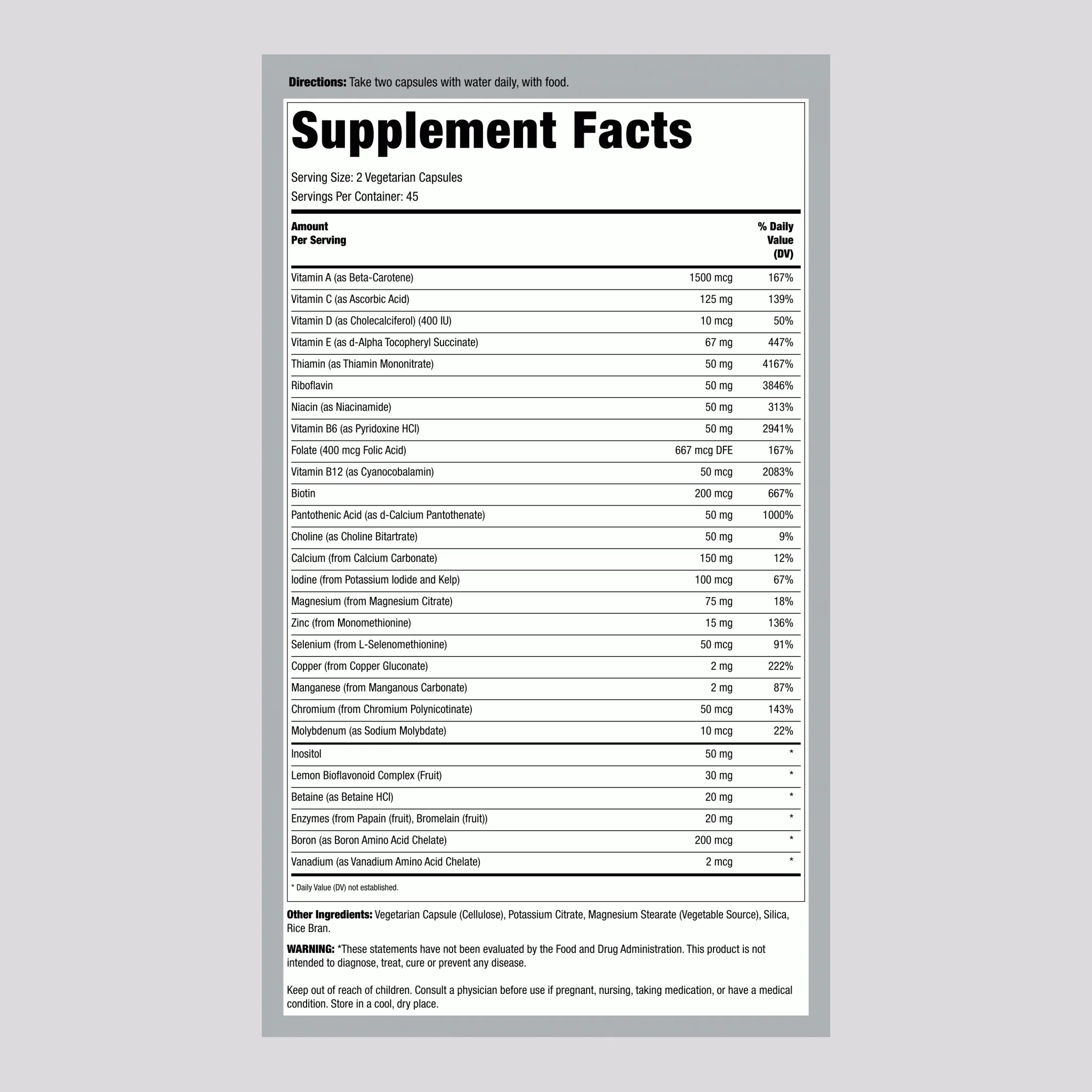 Iron Free Multi Caps, 90 Vegetarian Capsules - Image 2