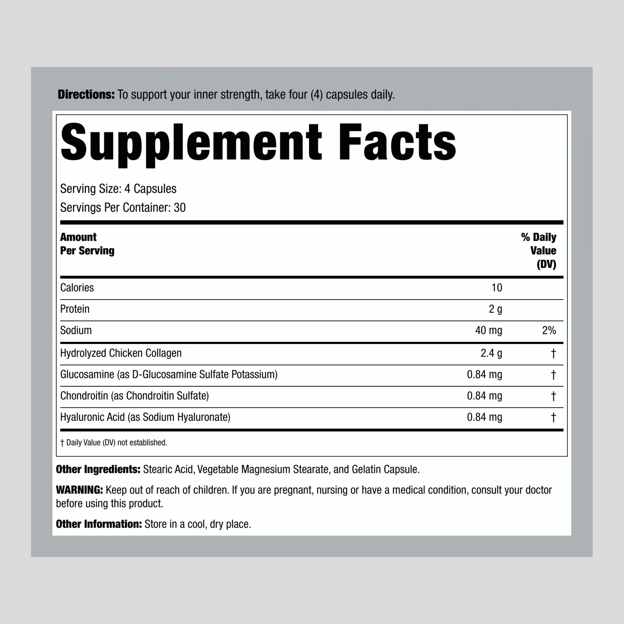 Joint Complex Collagen Type 2 + Hyaluronic Acid, 120 Capsules - Image 2