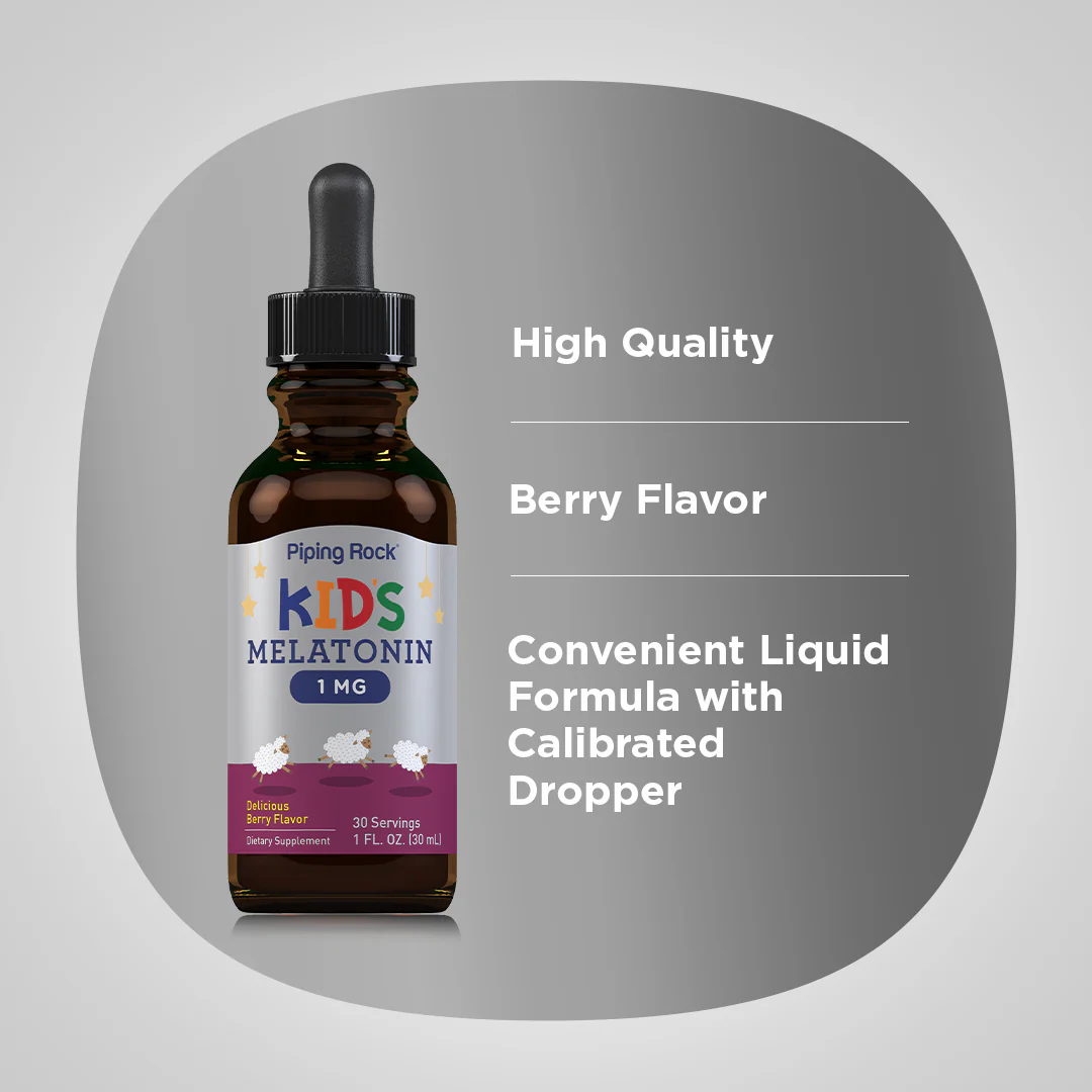 Kids Melatonin (3 Pack) (Delicious Berry), 1 mg, 1 fl oz (30ml) Dropper Bottles, 2  Dropper Bottles - Image 3