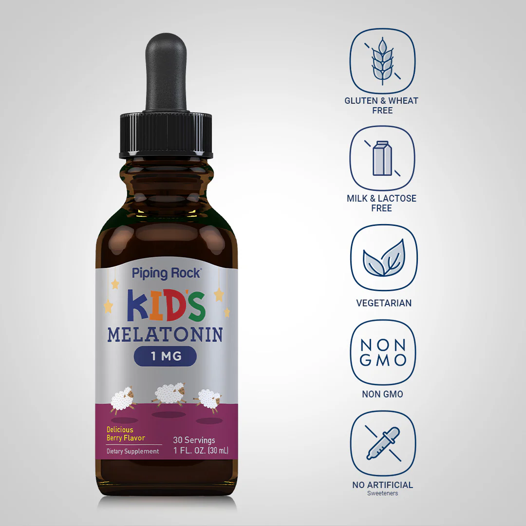Kids Melatonin (3 Pack) (Delicious Berry), 1 mg, 1 fl oz (30ml) Dropper Bottles, 2  Dropper Bottles - Image 4