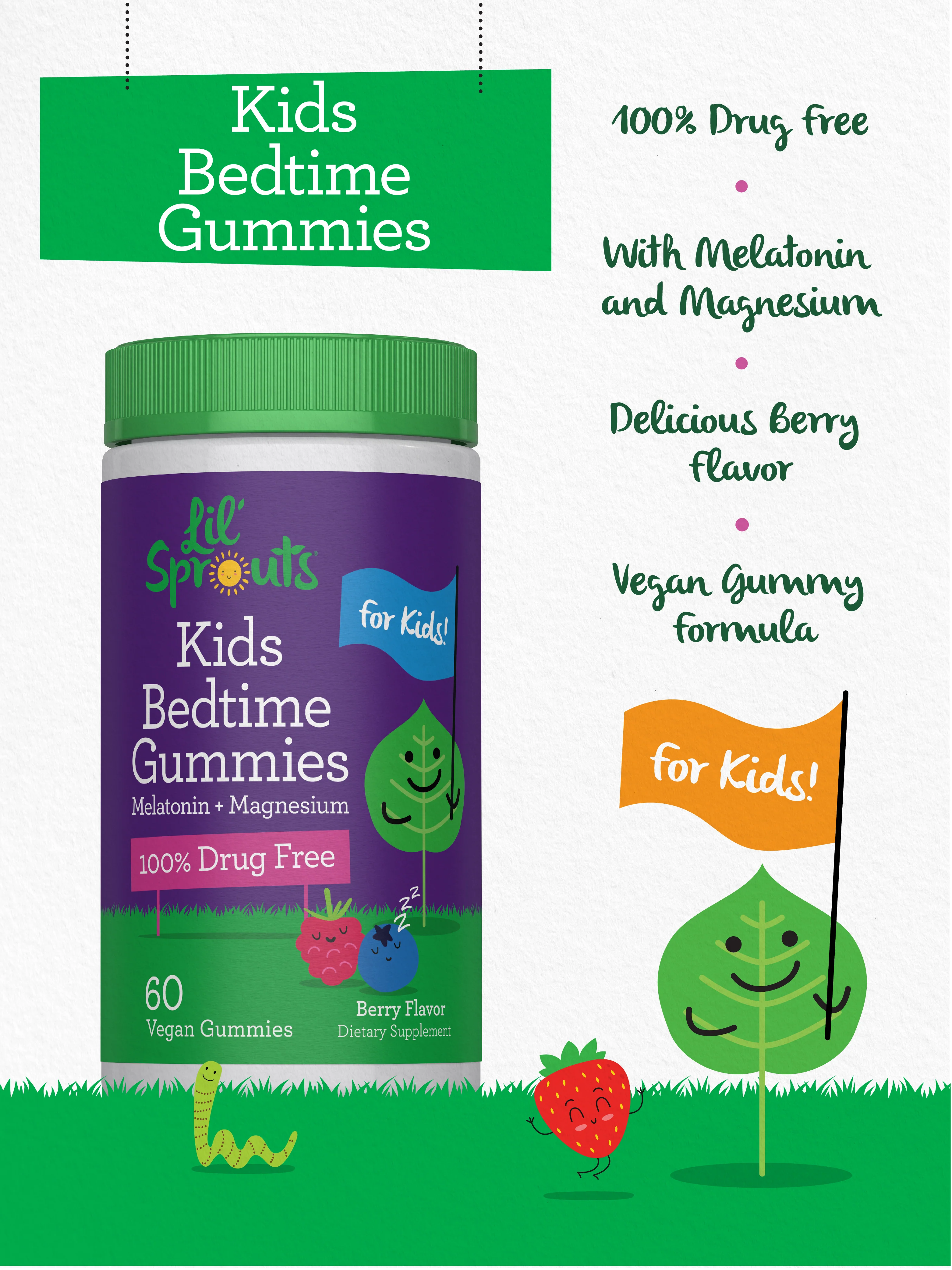 Kids Melatonin + Magnesium Gummies (Berry), 60 Vegan Gummies - Image 5