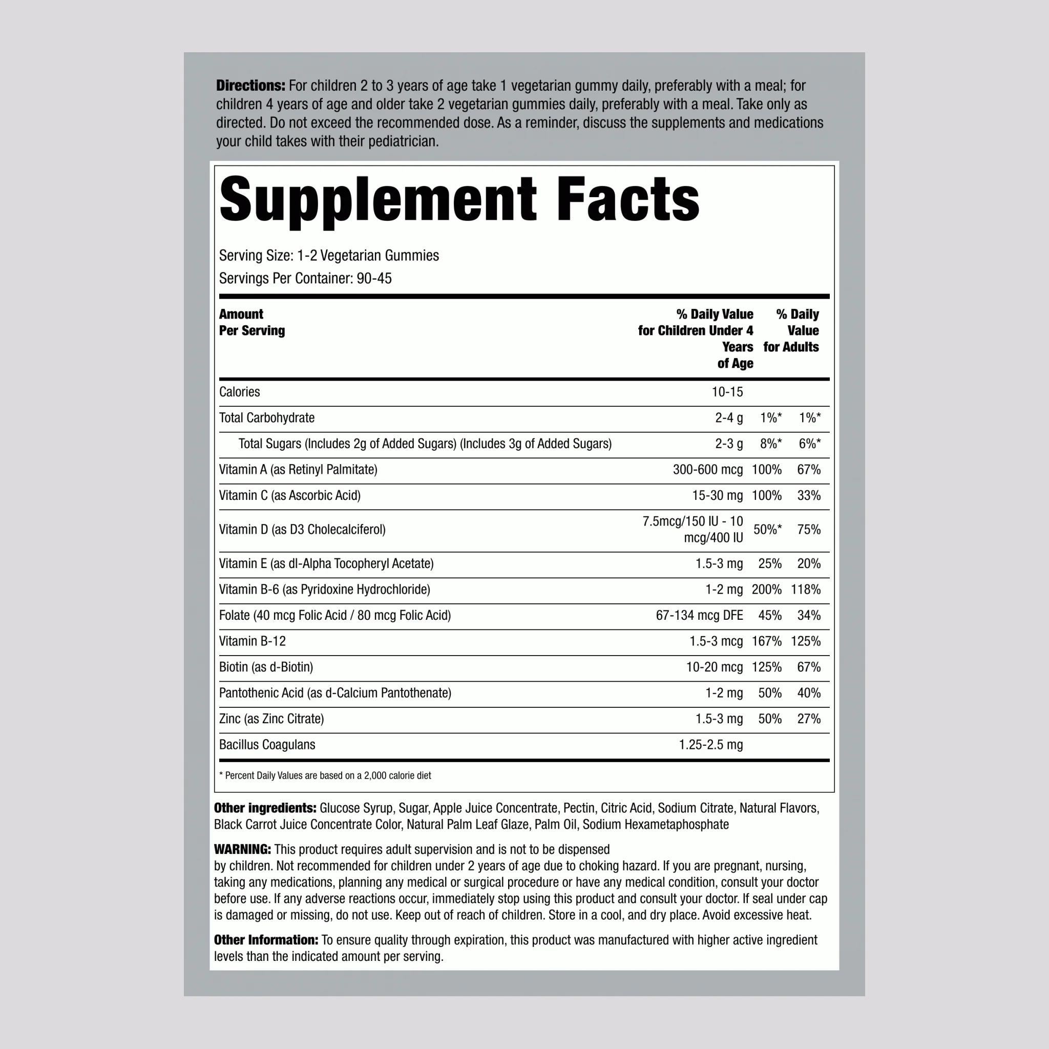 Kids Multivitamin + Probiotic (Delicious Berry Punch), 50 Vegetarian Gummies, 2  Bottles - Image 2