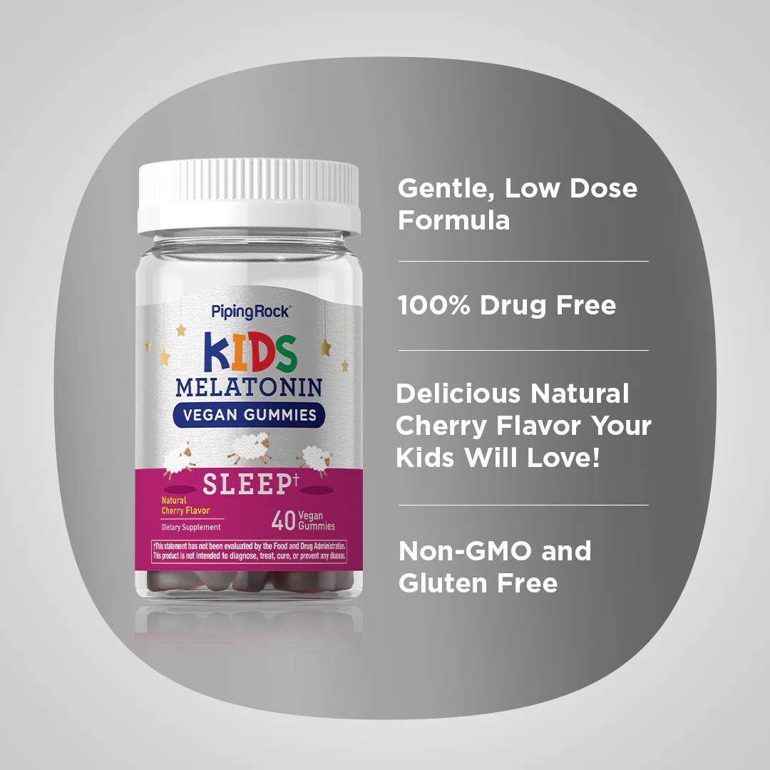 Kids Sleep Melatonin (Cherry), 40 Vegan Gummies - Image 3
