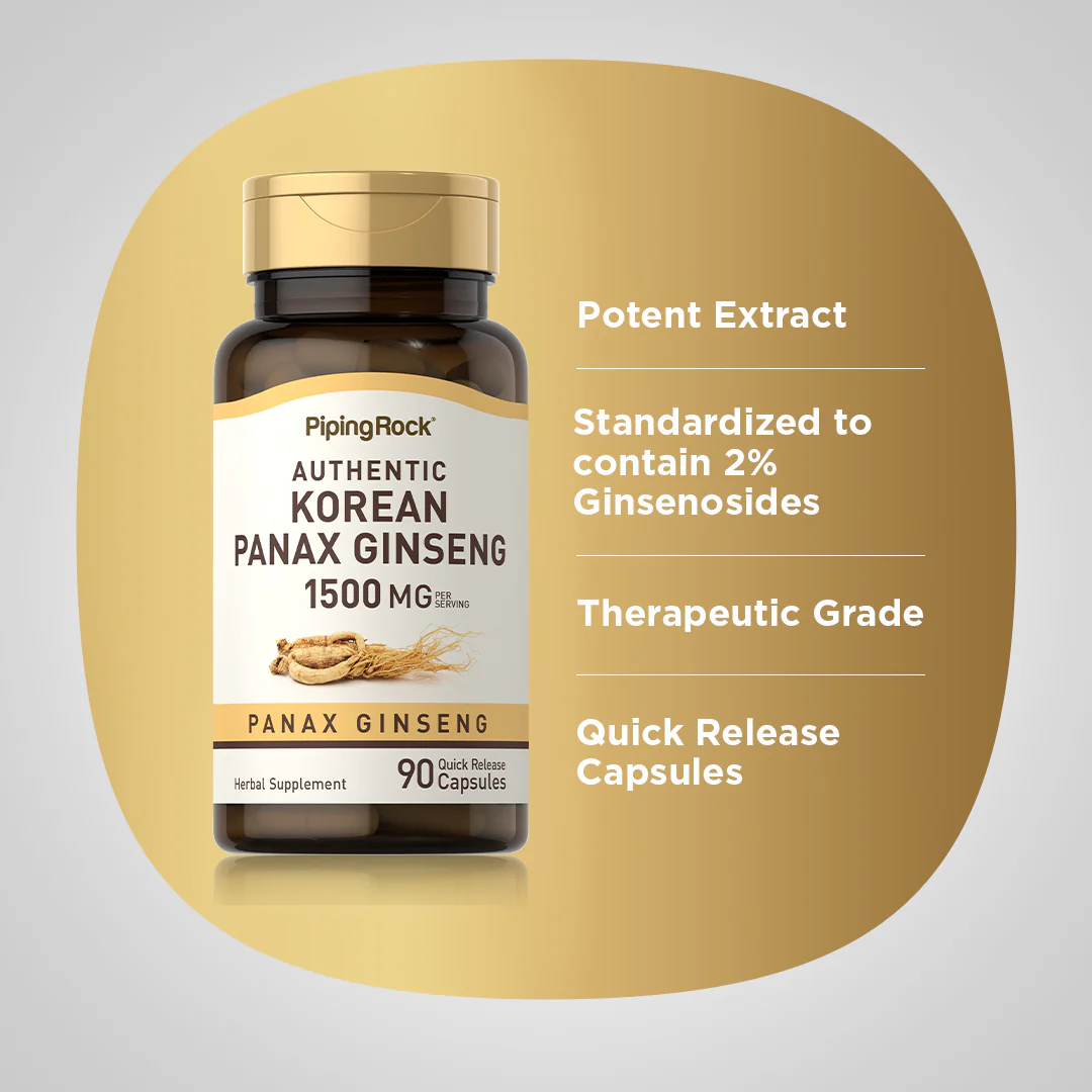 Korean Ginseng (Panax Ginseng), 1500 mg (per serving), 90 Quick Release Capsules - Image 4