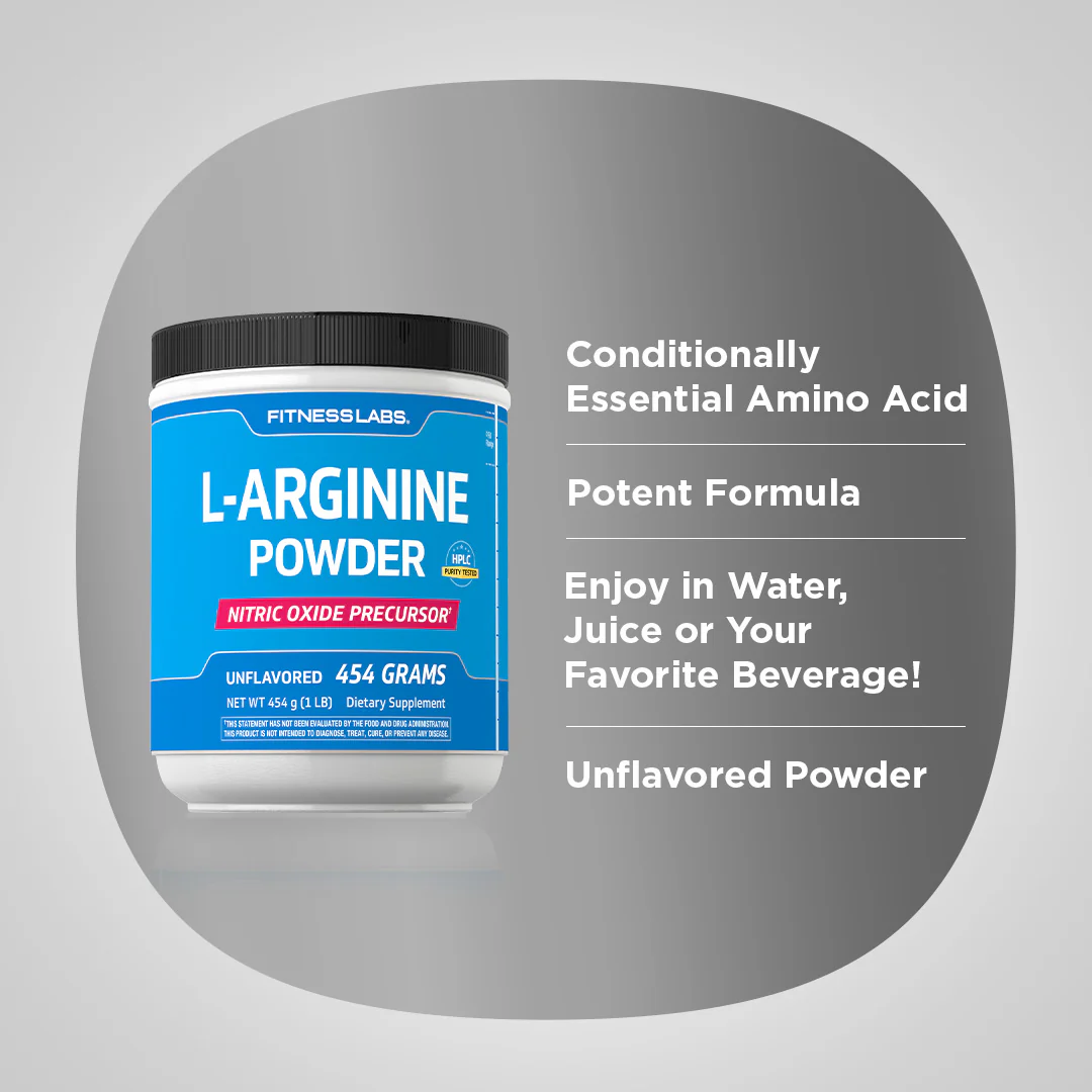 L-Arginine Powder, 3000 mg (per serving), 1 lb (454 g) Bottle - Image 3