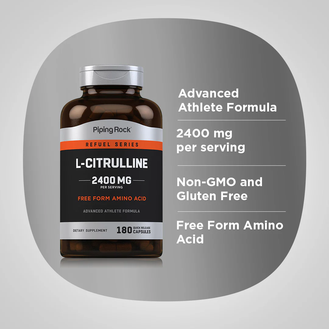 L-Citrulline, 2400 mg (per serving), 180 Quick Release Capsules - Image 4