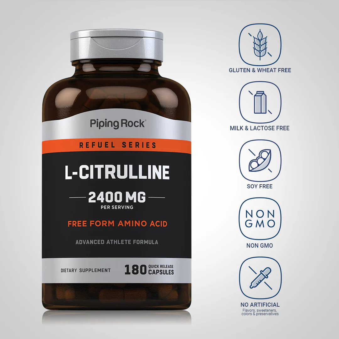L-Citrulline, 2400 mg (per serving), 180 Quick Release Capsules - Image 5
