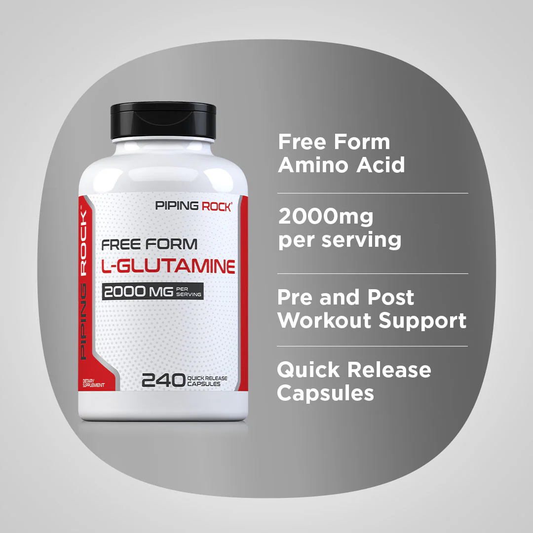 L-Glutamine, 2000 mg (per serving), 240 Quick Release Capsules, 2  Bottles - Image 4