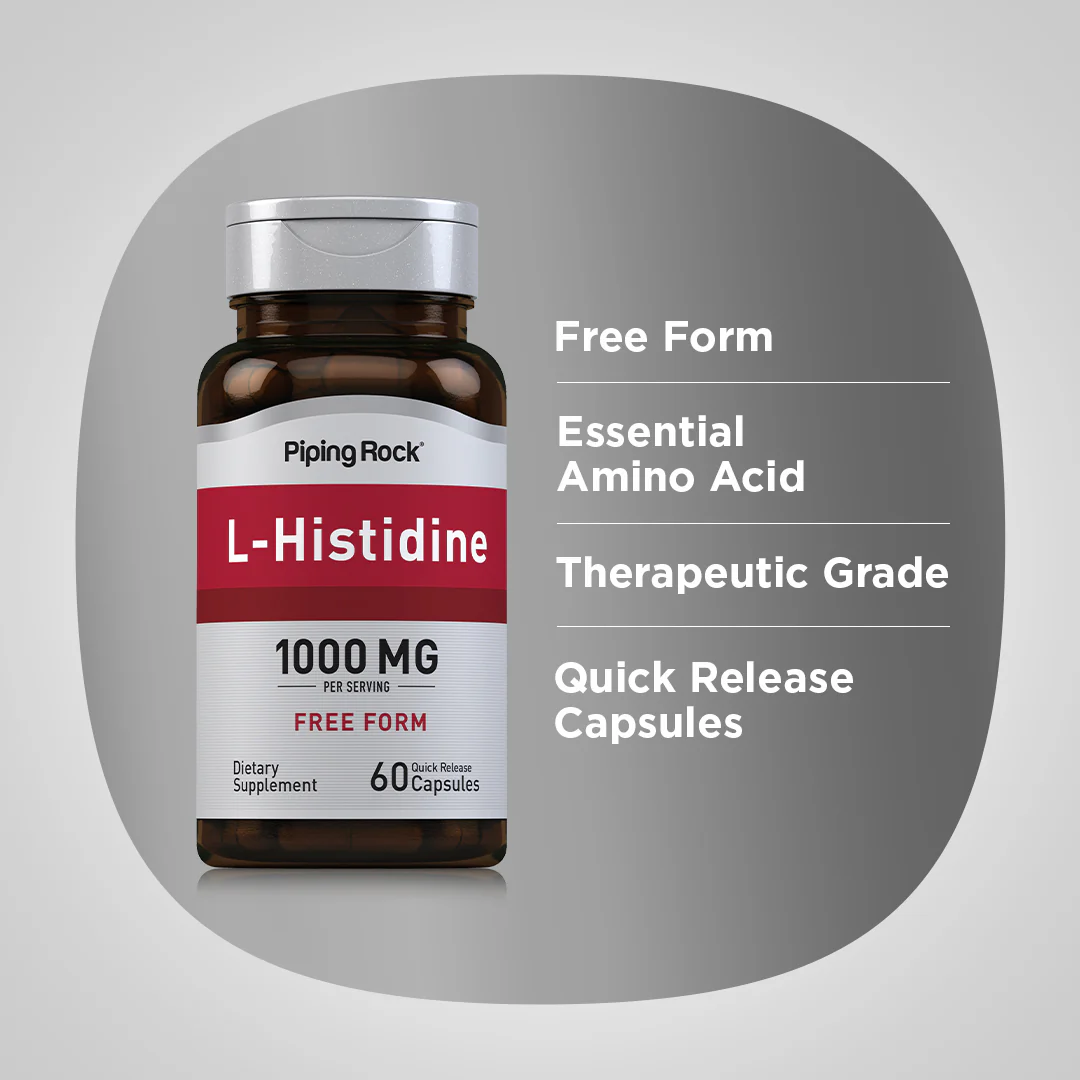 L-Histidine, 1000 mg (per serving), 60 Quick Release Capsules, 2  Bottles - Image 4