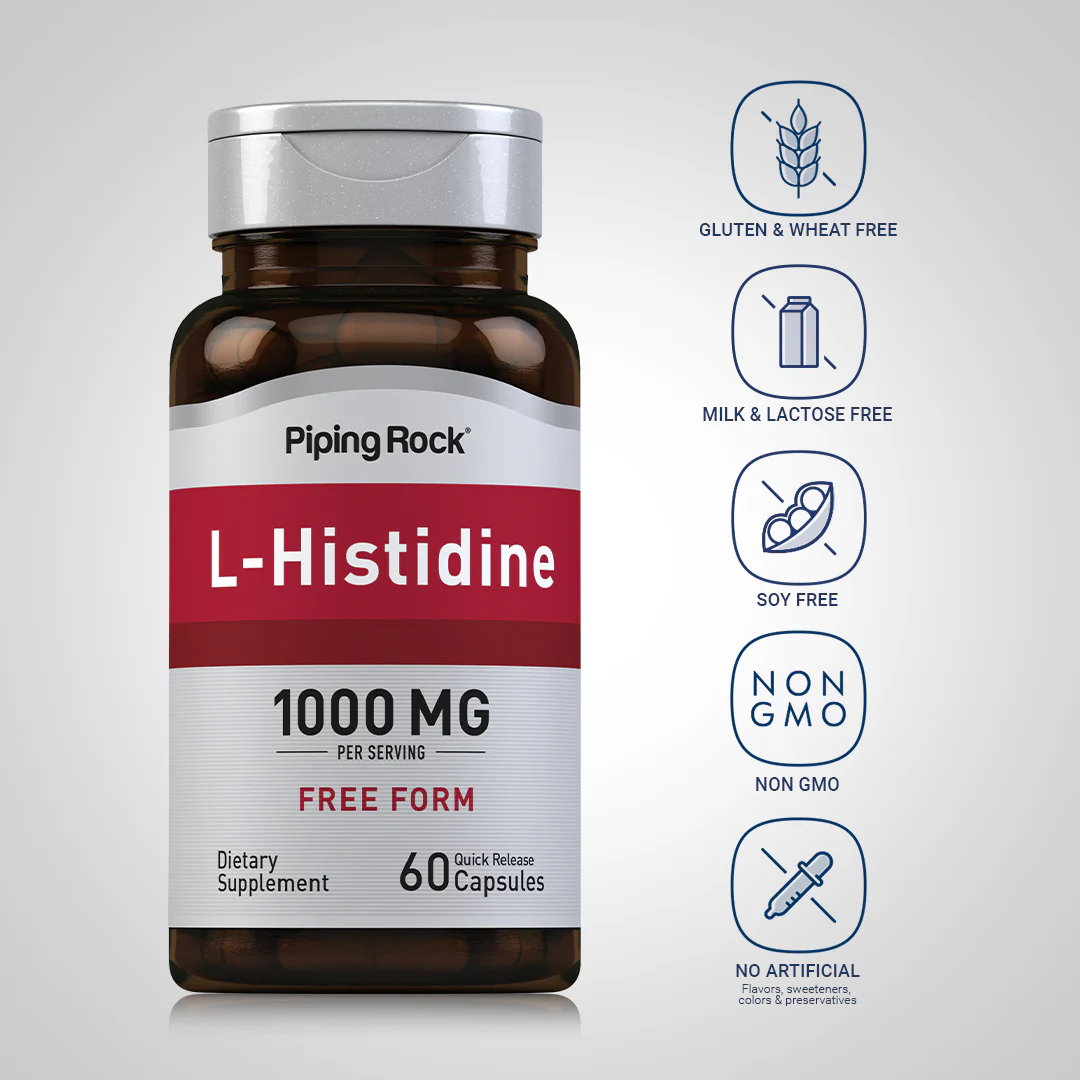 L-Histidine, 1000 mg (per serving), 60 Quick Release Capsules, 2  Bottles - Image 5