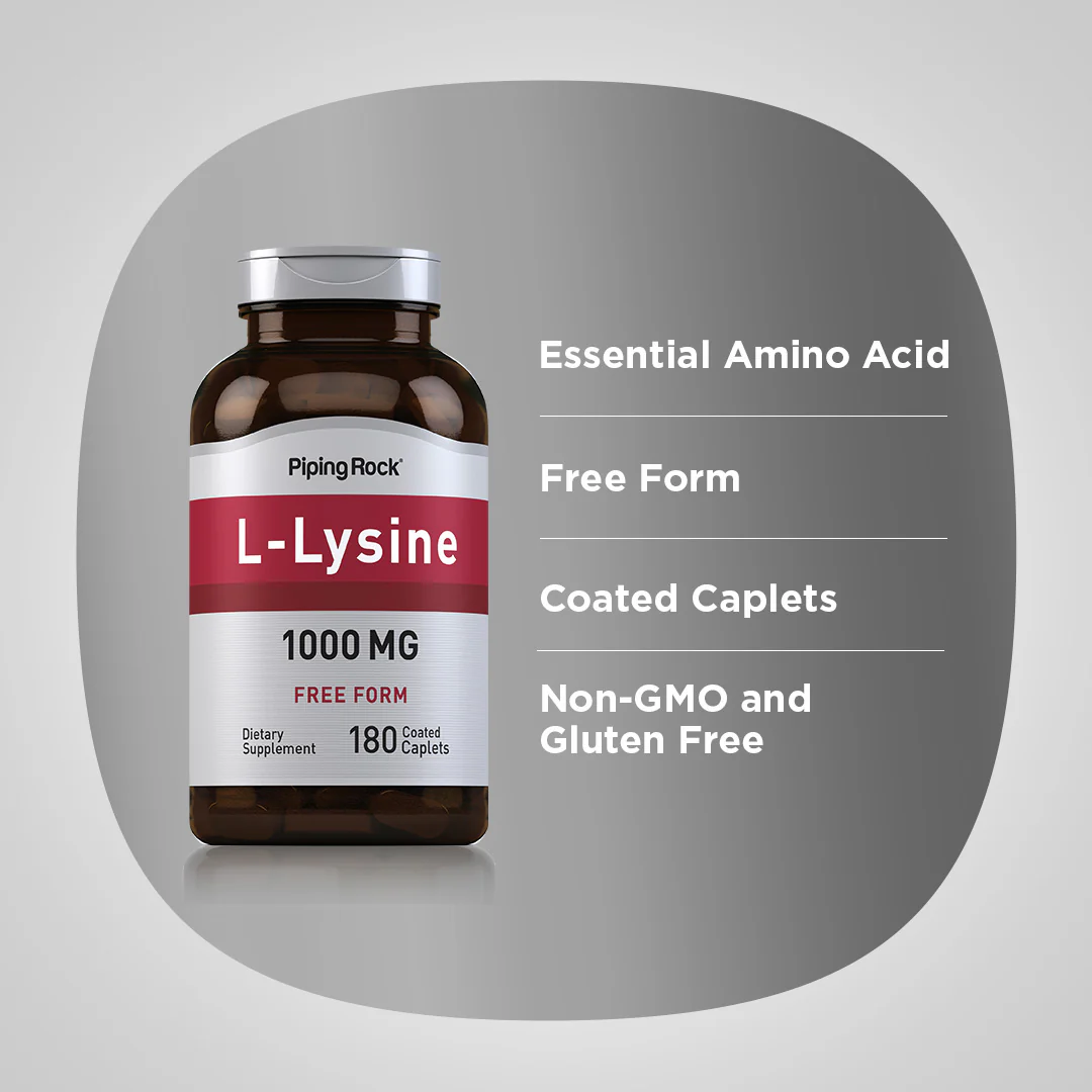L-Lysine (Free Form), 1000 mg, 180 Coated Caplets - Image 3