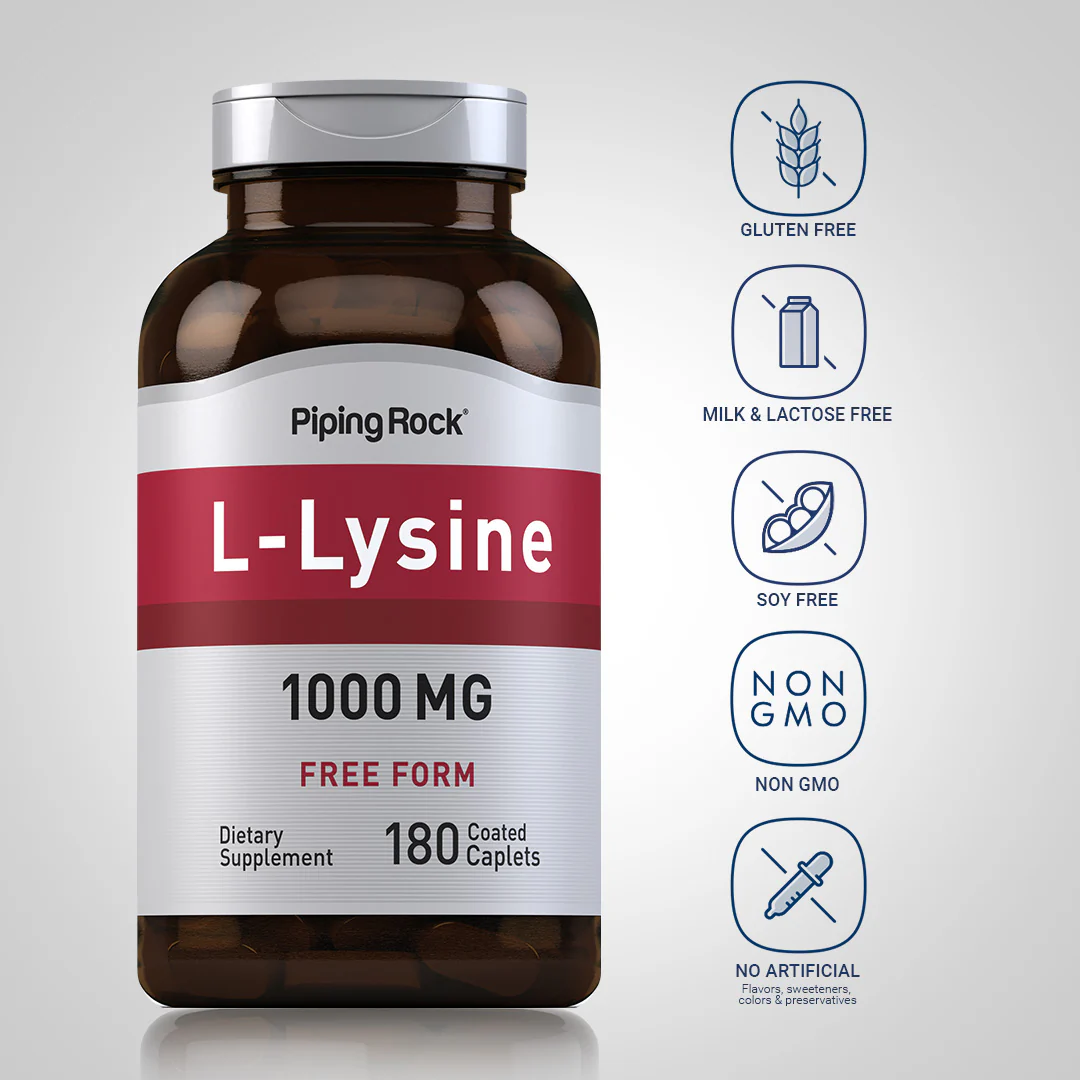L-Lysine (Free Form), 1000 mg, 180 Coated Caplets - Image 4