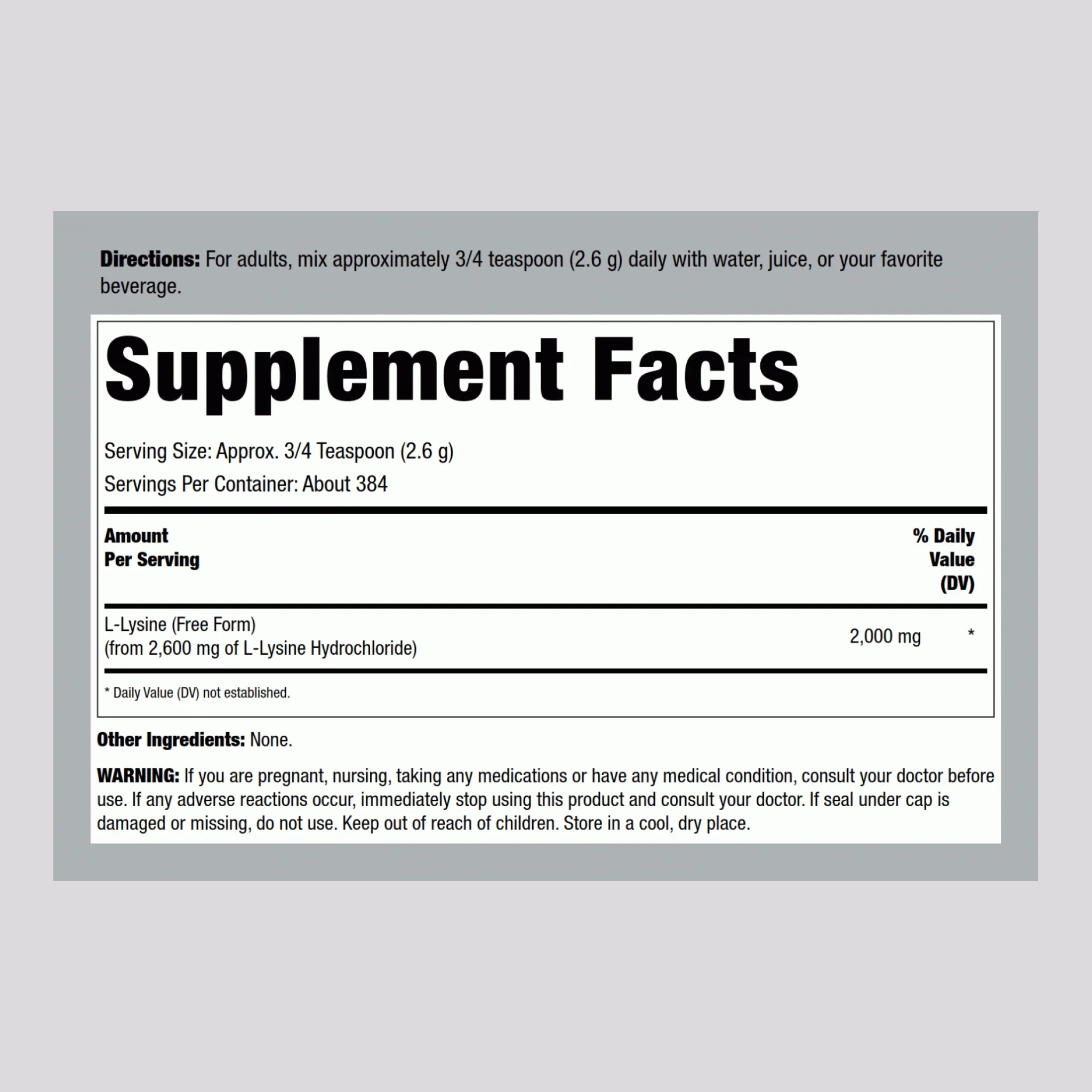 L-Lysine Powder, 32.2 oz (2.2 lb) Bottle - Image 2