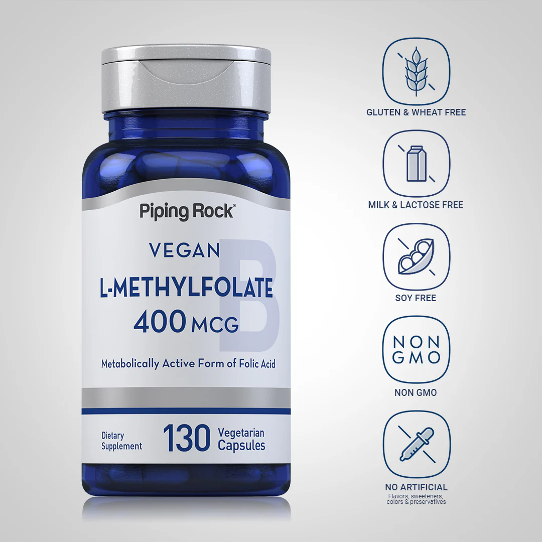 L-Methylfolate, 400 mcg, 130 Vegetarian Capsules - Image 4