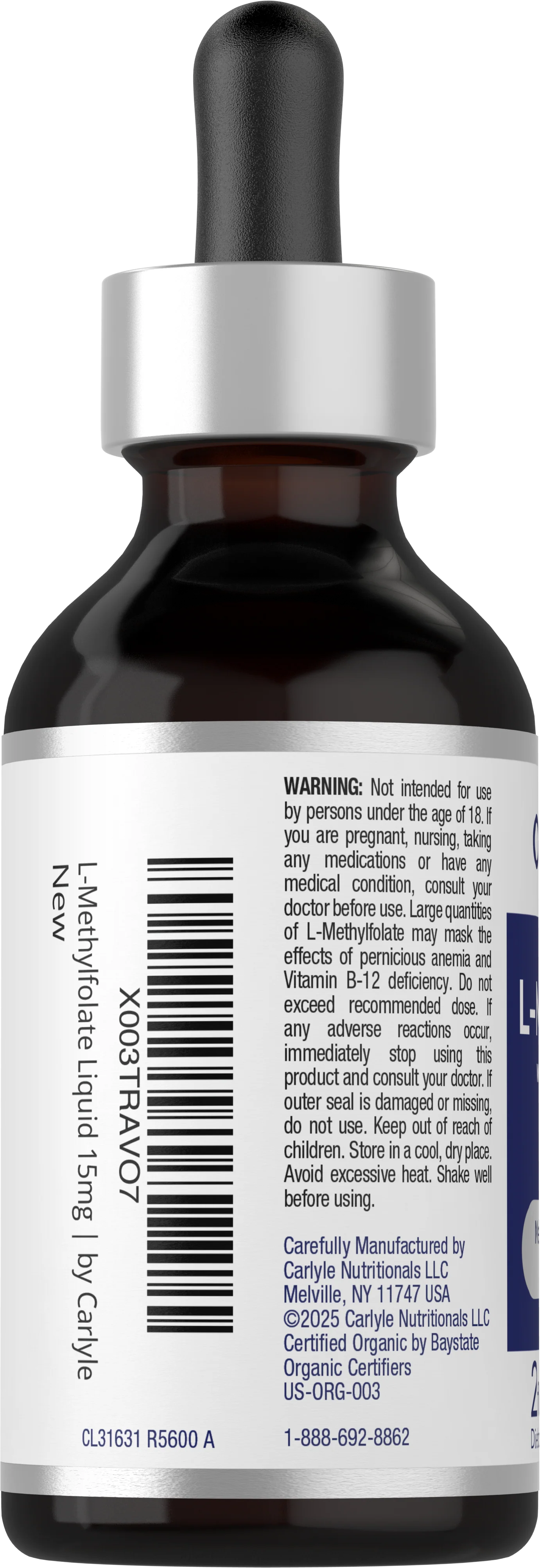 L-Methylfolate (Organic), 15 mg (per serving), 2 fl oz (59 mL) Dropper Bottle - Image 5