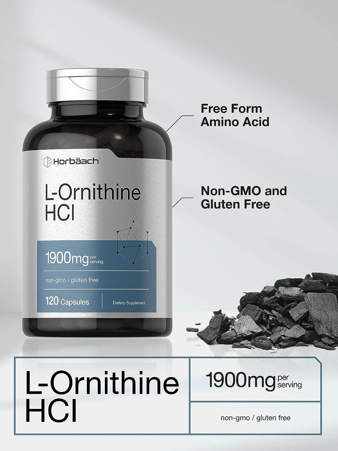 L-Ornithine HCI, 1900 mg (per serving), 120 Capsules - Image 5