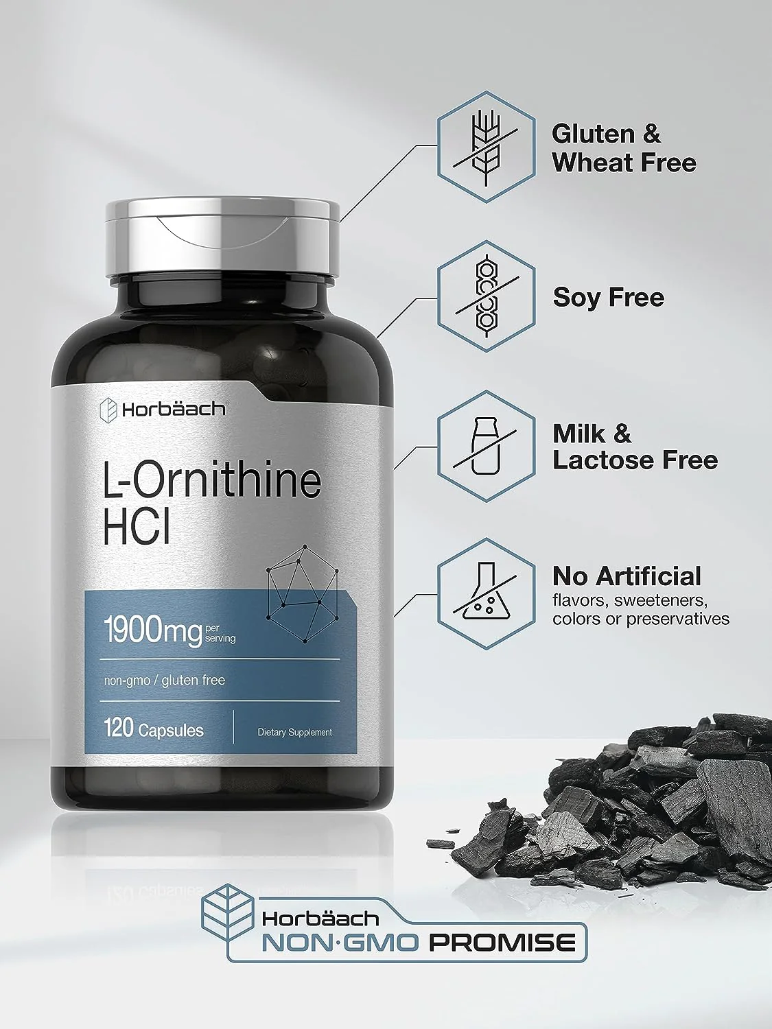L-Ornithine HCI, 1900 mg (per serving), 120 Capsules - Image 6