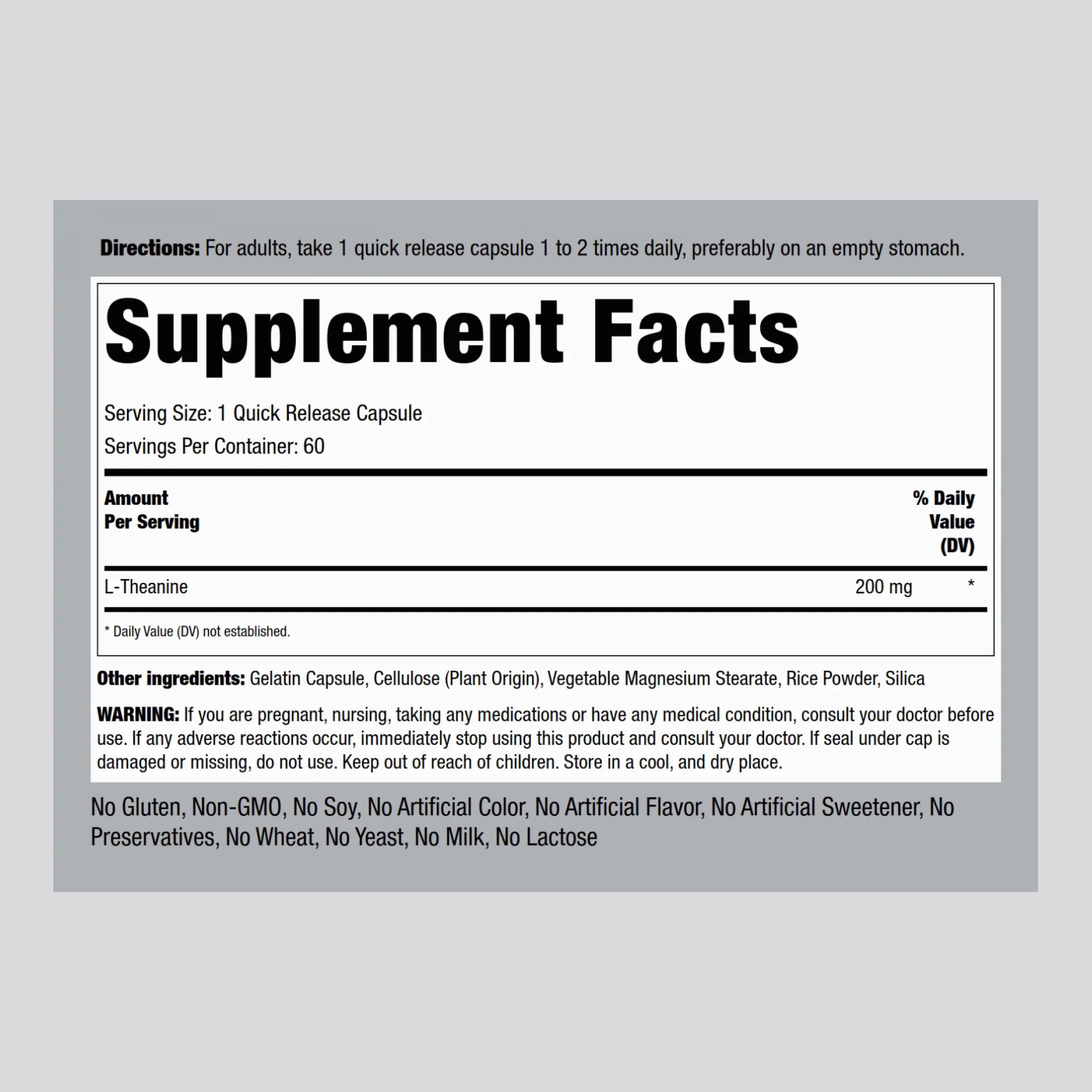 L-Theanine, 200 mg, 60 Quick Release Capsules, 2  Bottles - Image 2