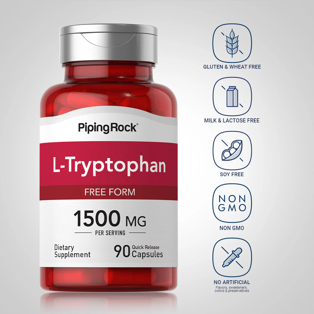 L-Tryptophan, 1500 mg (per serving), 90 Quick Release Capsules, 2  Bottles - Image 5