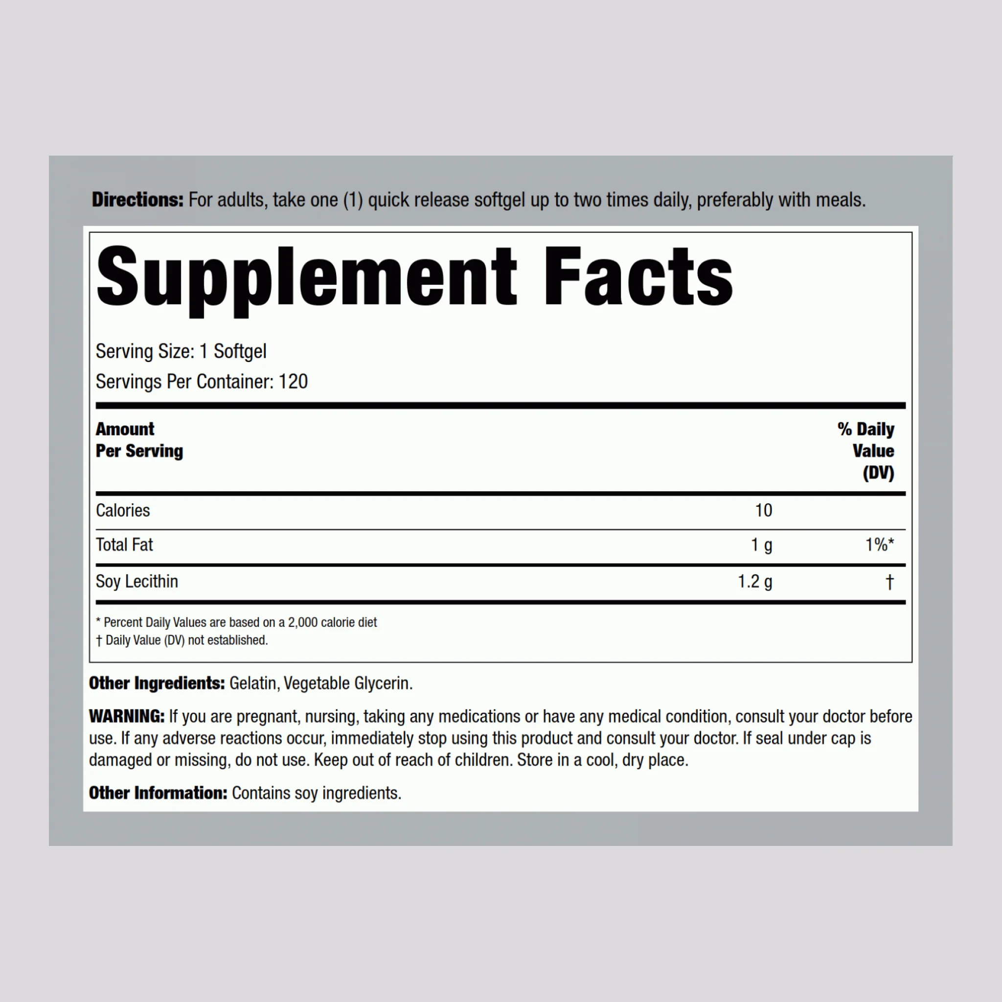 Lecithin Non-GMO, 1200 mg, 120 Quick Release Softgels, 2  Bottles - Image 2
