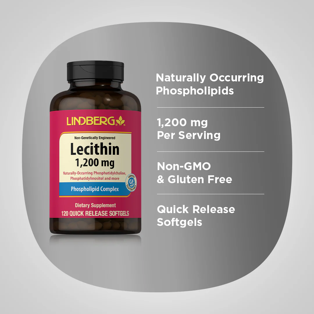 Lecithin Non-GMO, 1200 mg, 120 Quick Release Softgels, 2  Bottles - Image 4