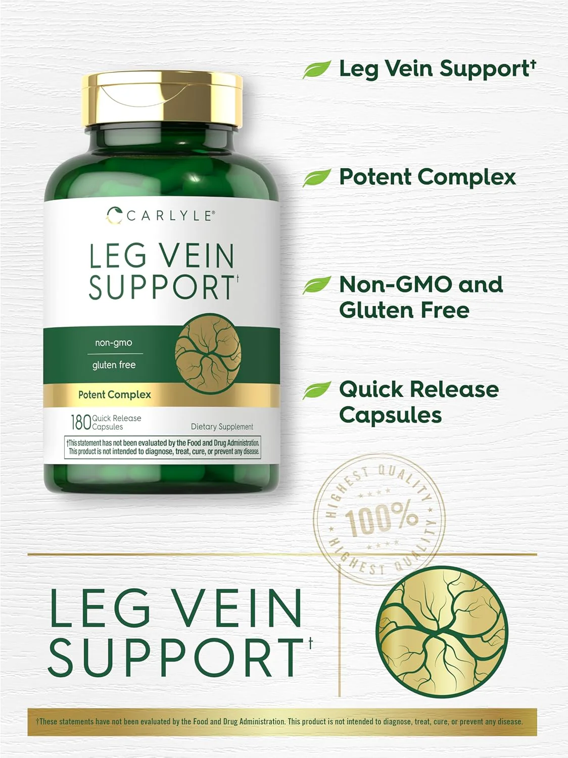 Leg Vein Support, 180 Quick Release Capsules - Image 7