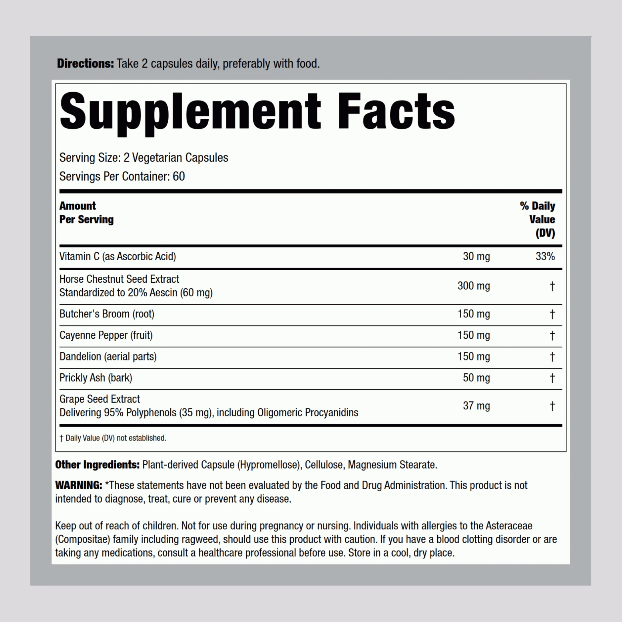 Leg Veins, 120 Vegetarian Capsules - Image 2