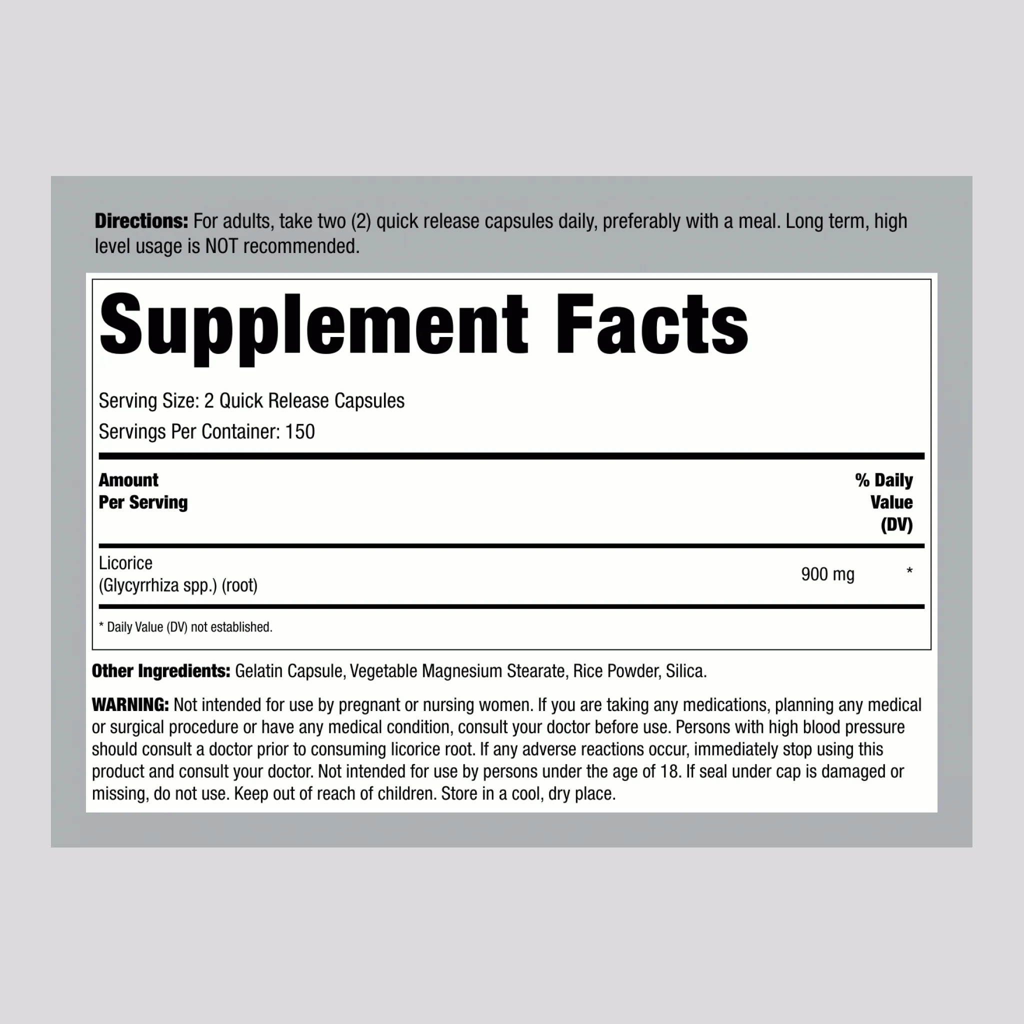Licorice Root, 900 mg (per serving), 300 Quick Release Capsules - Image 2